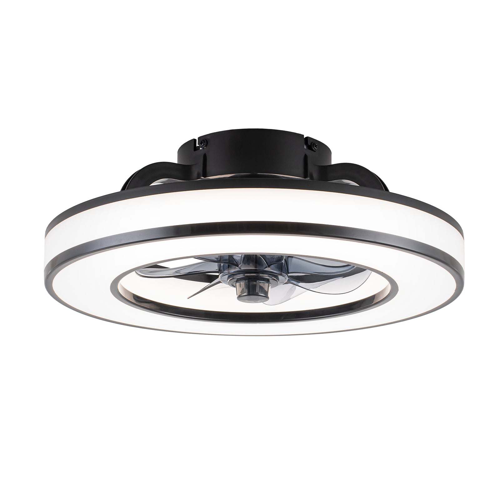 Glowlings 1-Light Modern Dimmable CCT Flush Mount Ceiling Fan with RGB Lights & Remote, Low Profile Fandelier with Smart APP Control