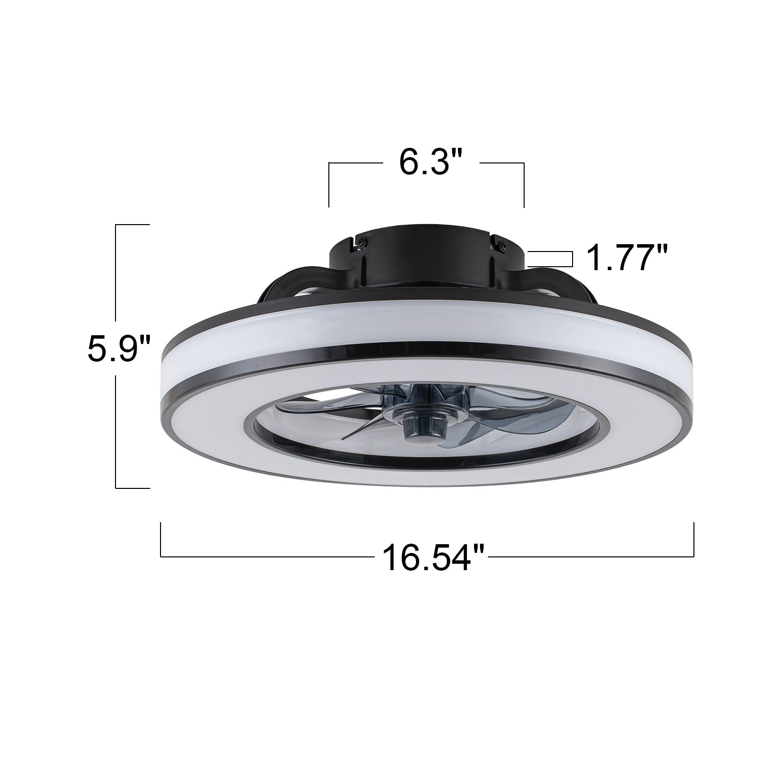 Glowlings 1-Light Modern Dimmable CCT Flush Mount Ceiling Fan with RGB Lights & Remote, Low Profile Fandelier with Smart APP Control