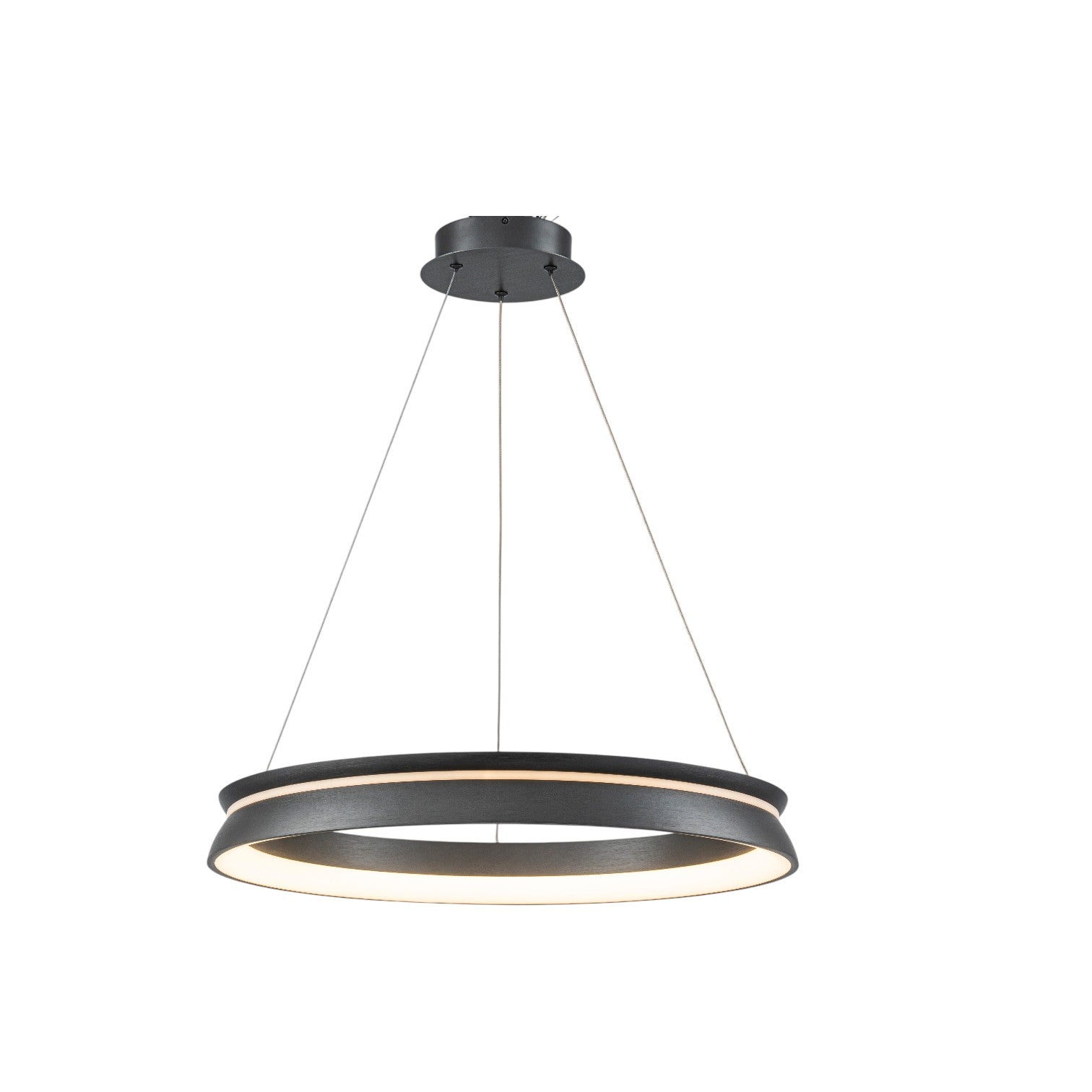 Glowlings Modern 23"Wide Dimmable Integrated LED Ring Chandelier Black Circular Pendant Light Fixture