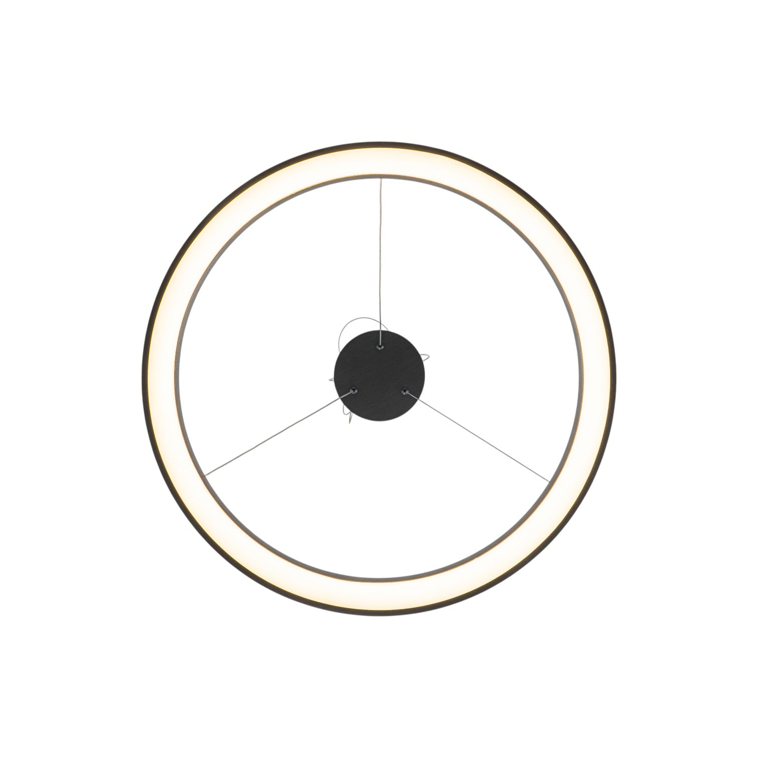 Glowlings Modern 23"Wide Dimmable Integrated LED Ring Chandelier Black Circular Pendant Light Fixture