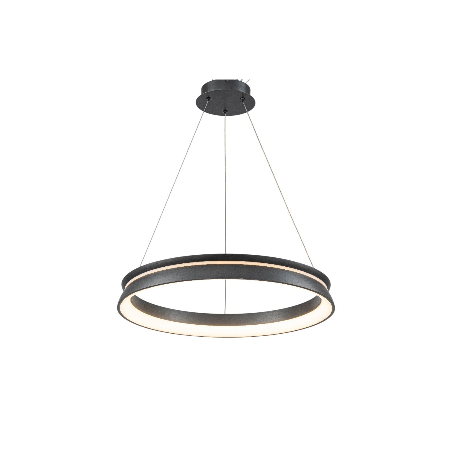 Glowlings Modern 23"Wide Dimmable Integrated LED Ring Chandelier Black Circular Pendant Light Fixture