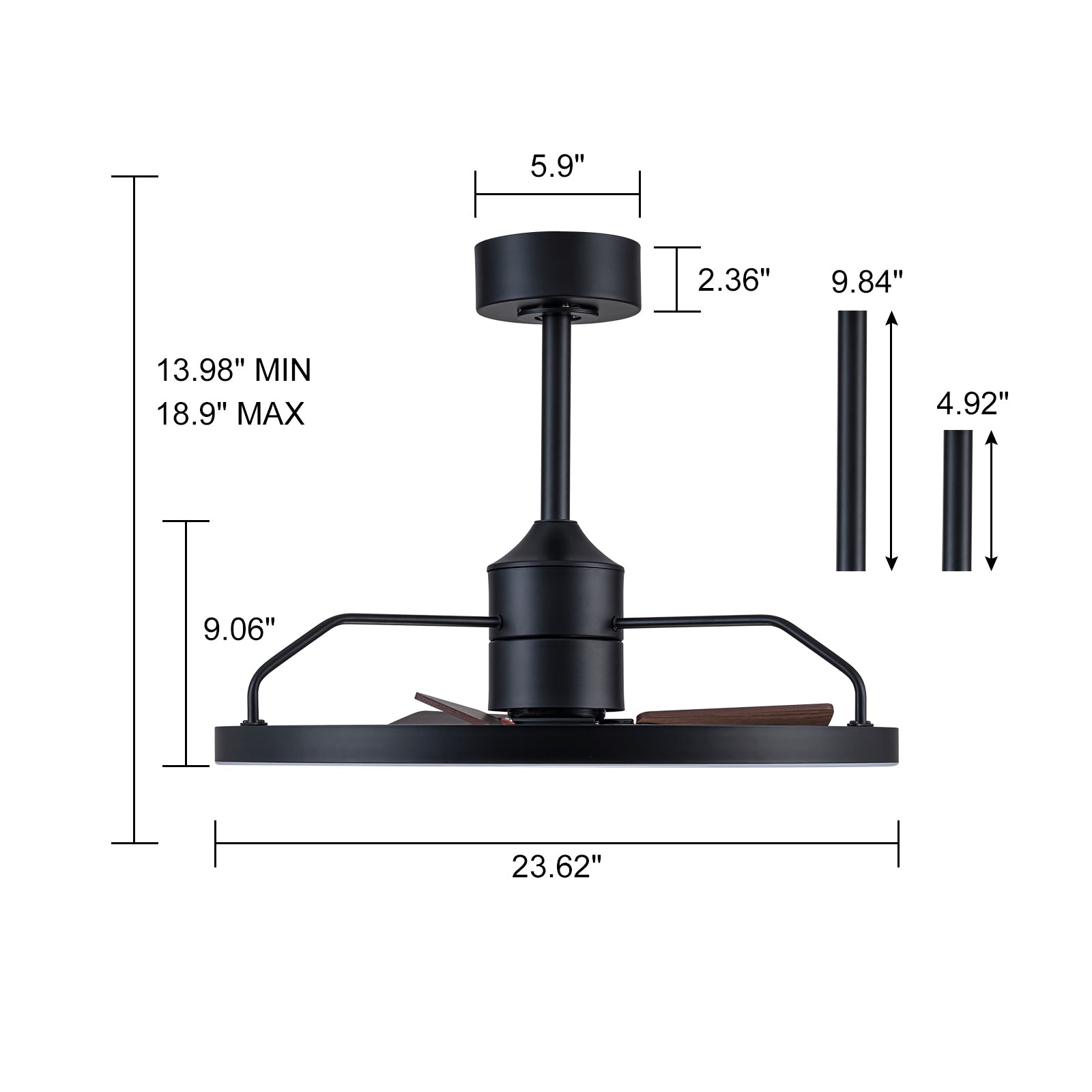 Glowlings 1-Light Modern 24"Wide Dimmable Ring LED Ceiling Fan with Light Remote Wood Blades