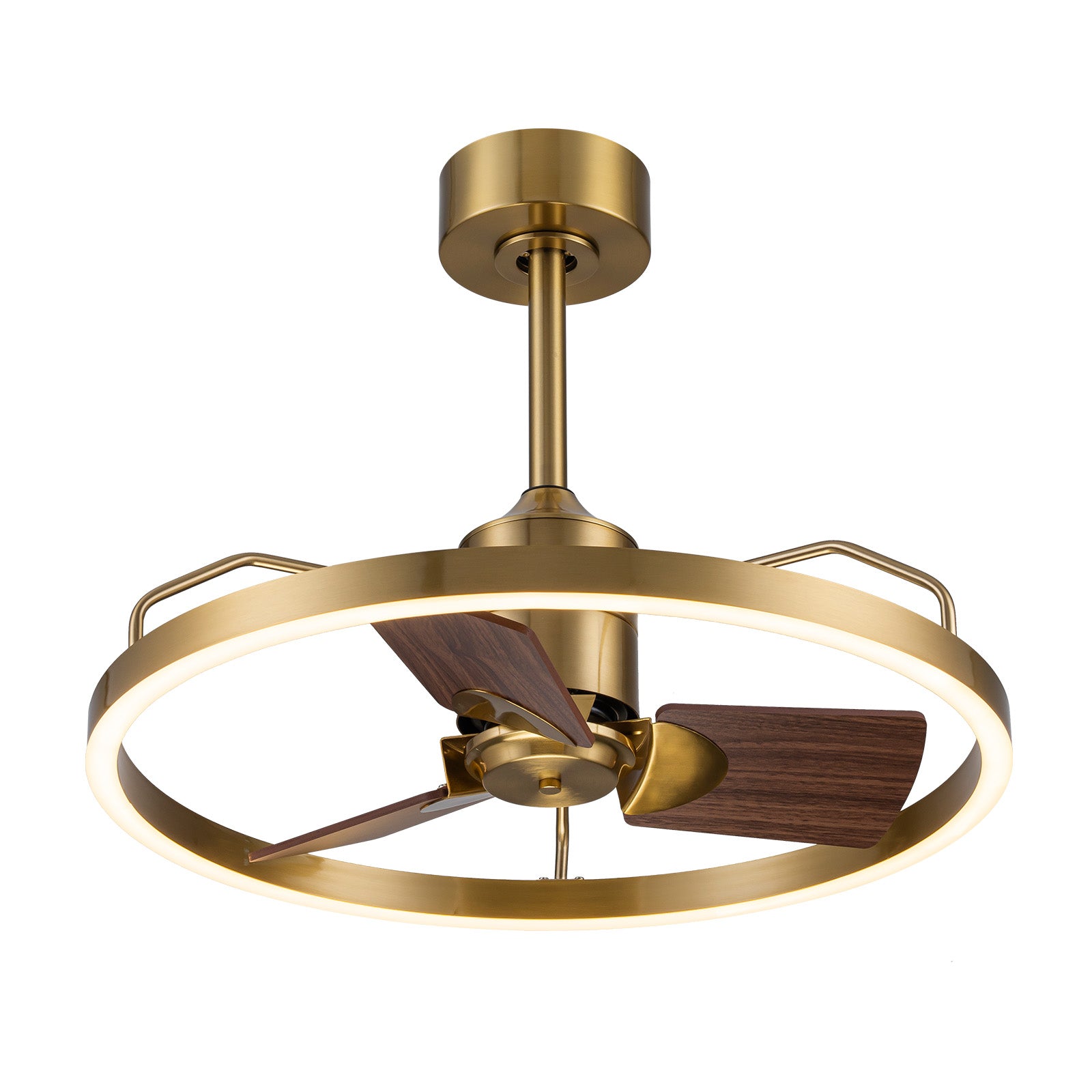 Glowlings 1-Light Modern 24"Wide Dimmable Ring LED Ceiling Fan with Light Remote Wood Blades