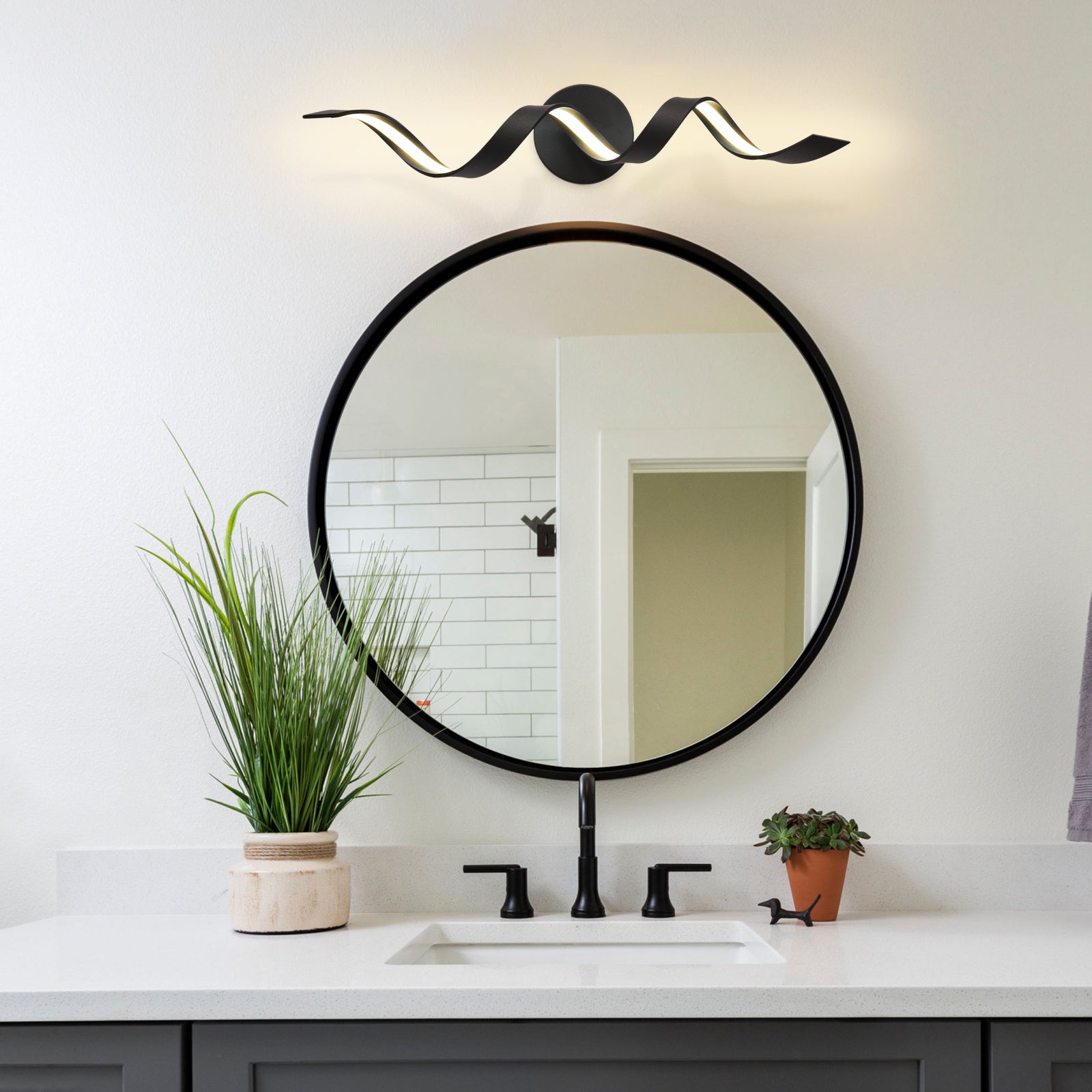 Glowlings 1-Light Modern Dimmable Spiral Design LED Vanity Light for Bathroom Living Room