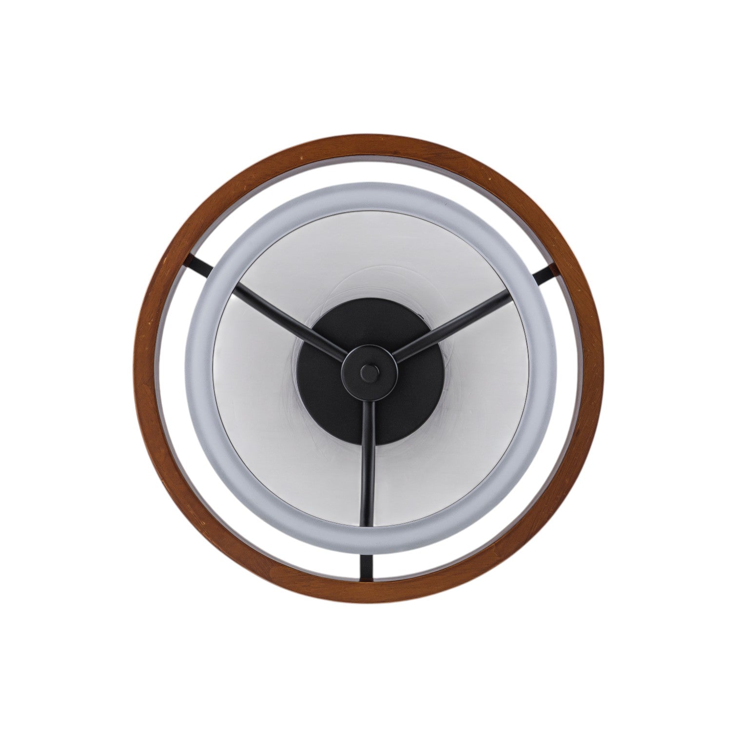 Glowlings 1-Light Modern Dimmable Wooden Round Ring LED Semi-Flush Mount Ceiling Light