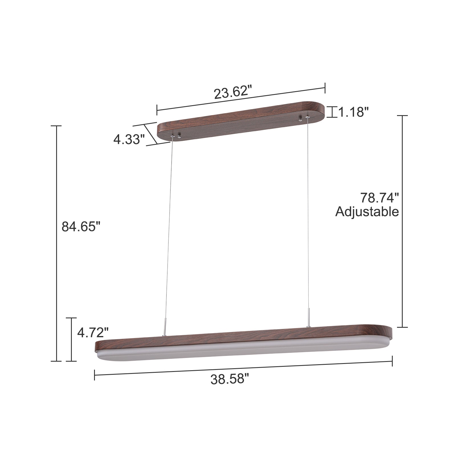 Glowlings 1-Light Modern 39"Wide DIP Switch Dimmable LED Linear Wood Pendant Light