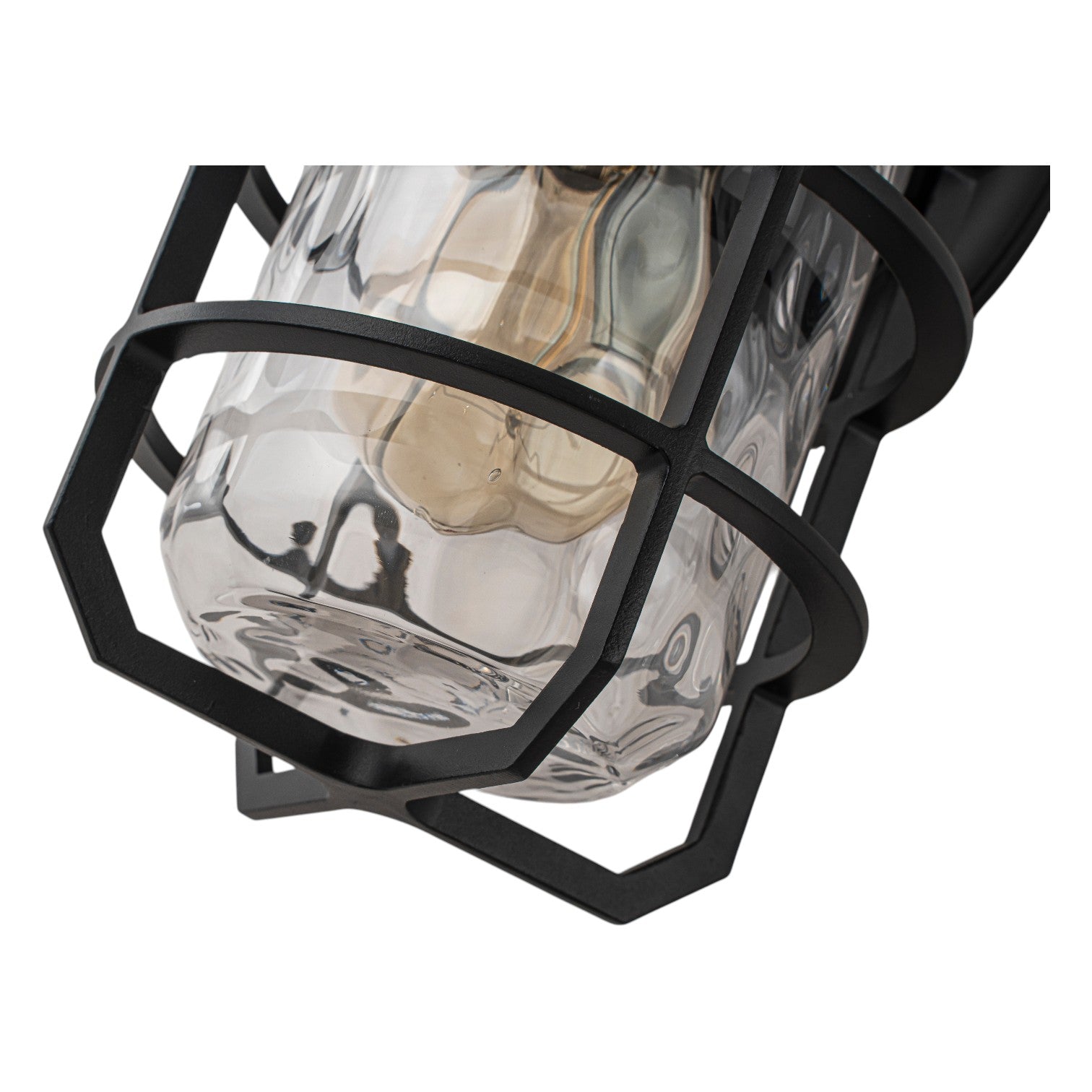 Glowlings 1-Light Modern Farmhouse 13"High IP44 Black Outdoor Wall Sconce with Water Glass Shade