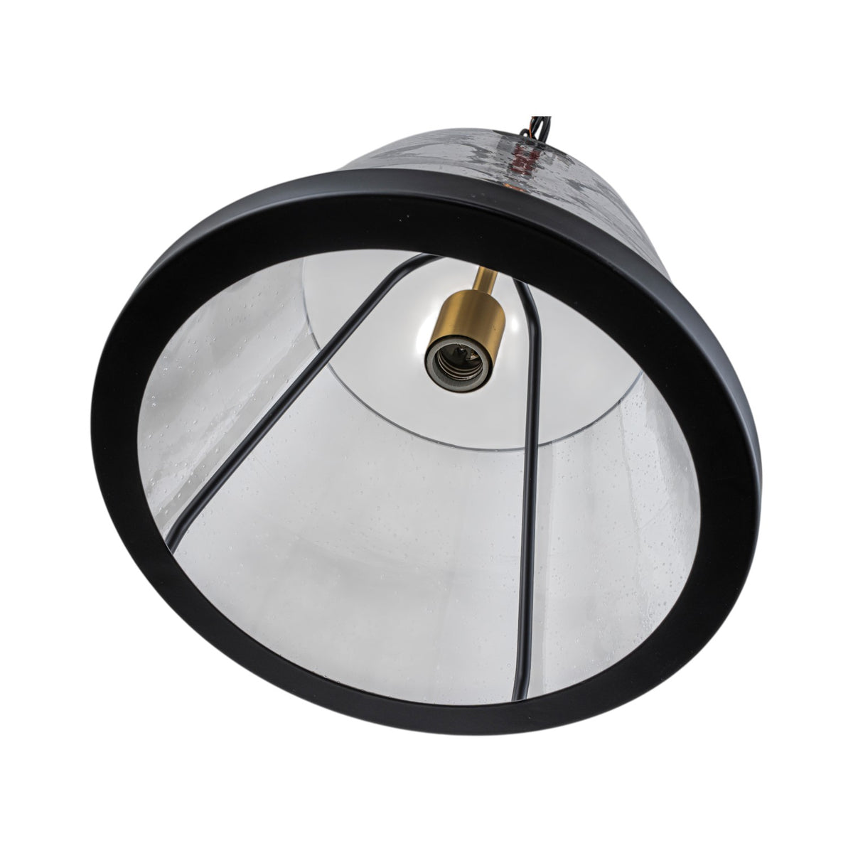 Glowlings 1-Light Modern Farmhouse Pendant Light - Matte Black Hanging Light Fixture with Seeded Glass Shade