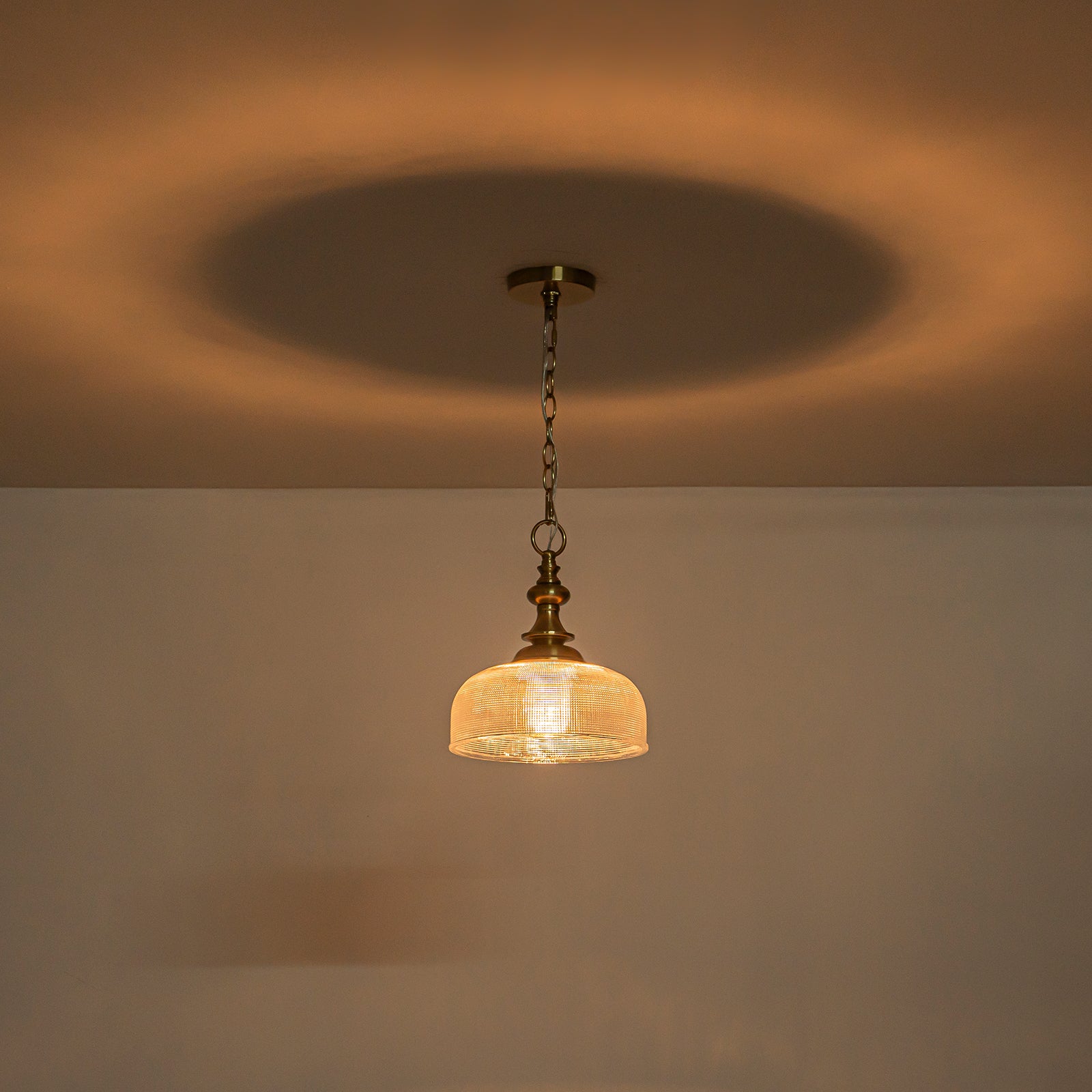 Glowlings 1-Light Modern 11"Wide Gold Prismatic Clear Glass Dome Pendant Light/Semi-Flush Mount