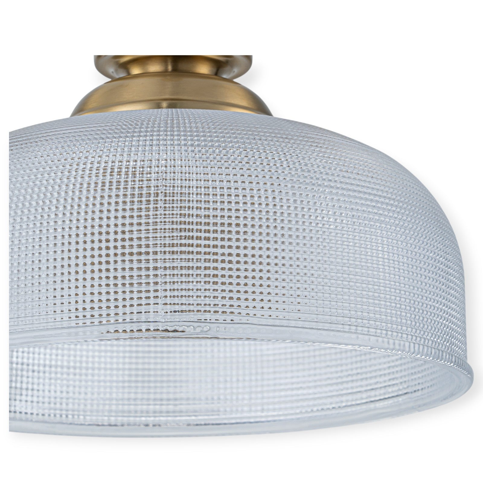 Glowlings 1-Light Modern 11"Wide Gold Prismatic Clear Glass Dome Pendant Light/Semi-Flush Mount