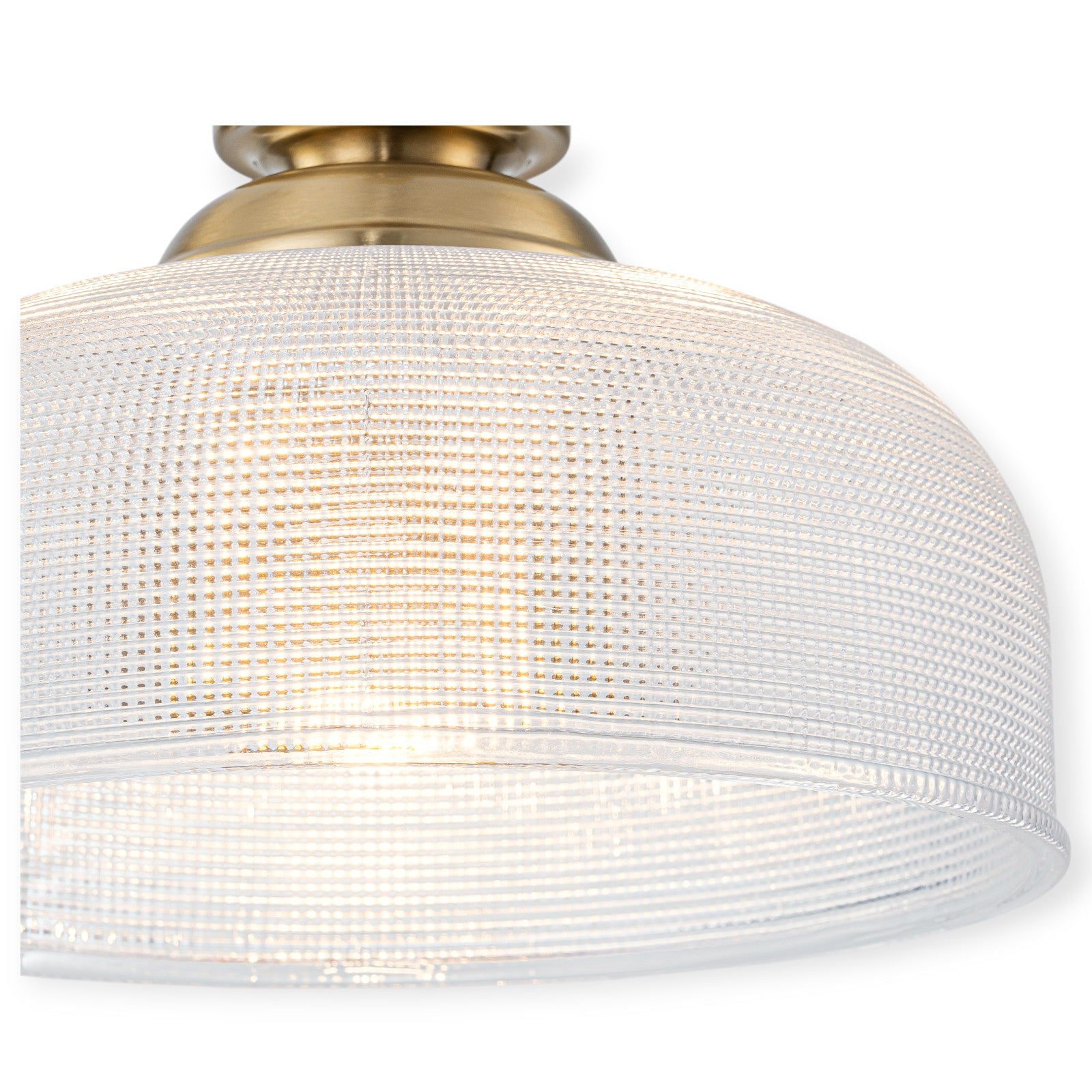 Glowlings 1-Light Modern 11"Wide Gold Prismatic Clear Glass Dome Pendant Light/Semi-Flush Mount