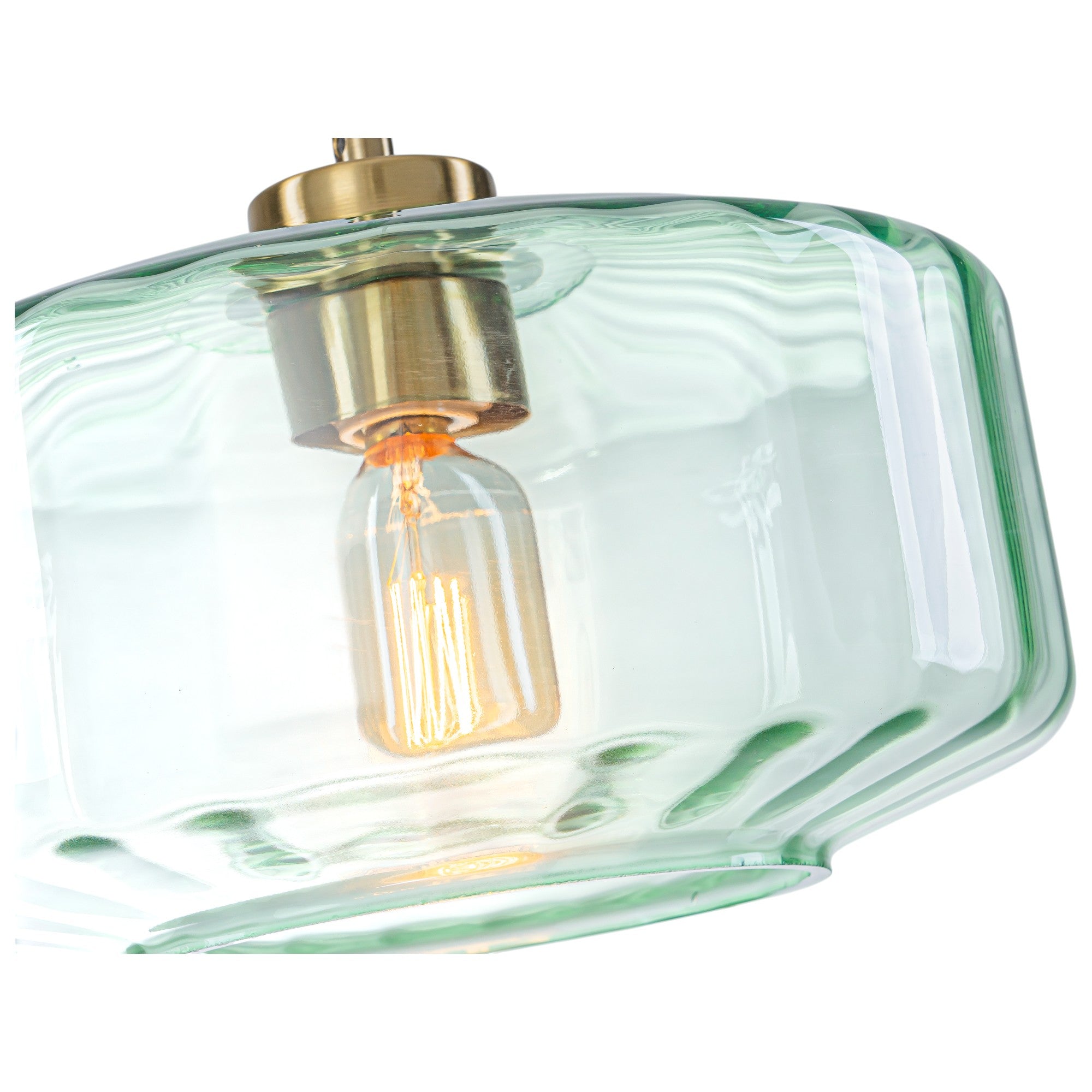 Glowlings 1-Light Modern 11"Wide Green Ribbed Glass Lantern Pendant Light Island Light