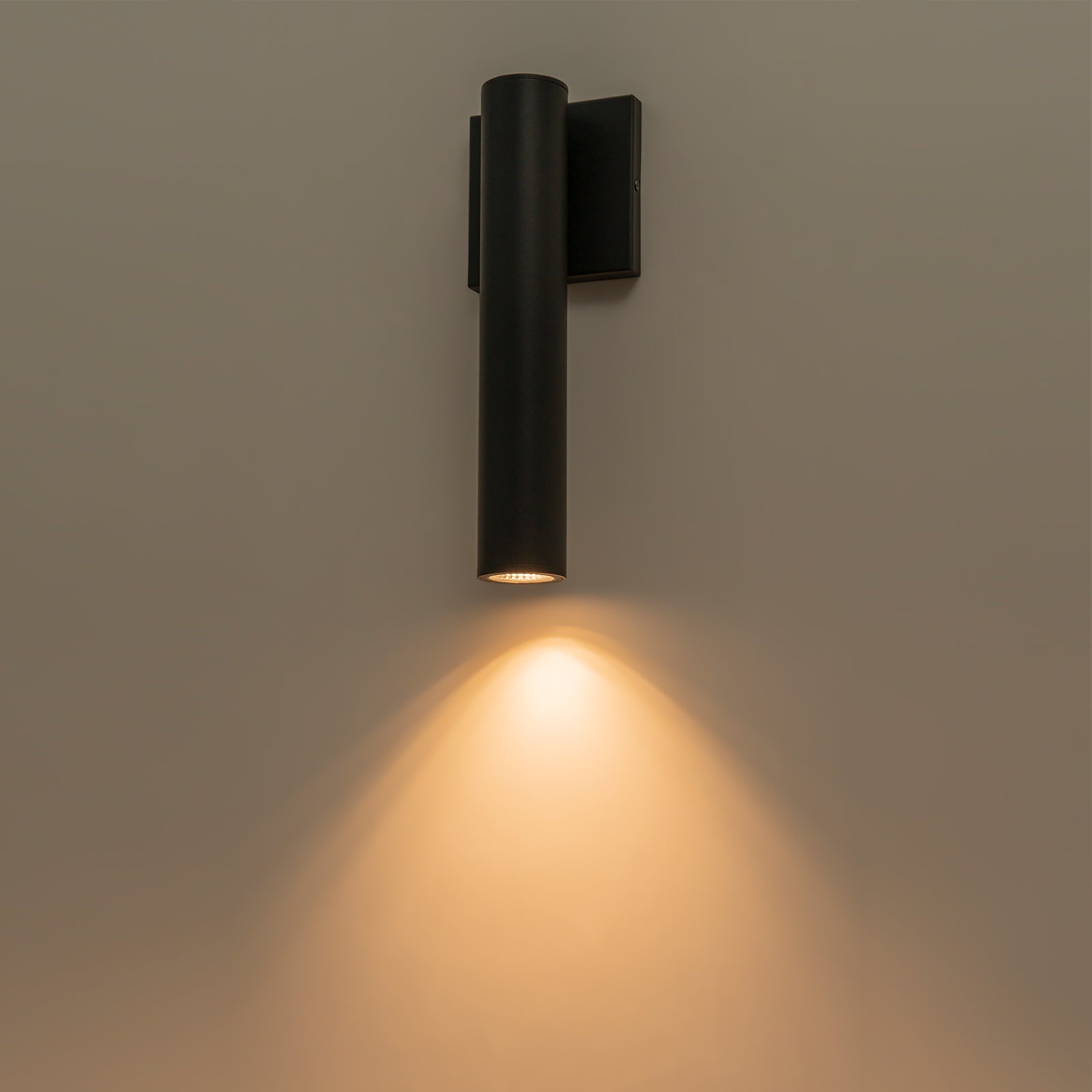 Glowlings 1-Light Modern 12"High IP54 Matte Black Cylinder Outdoor LED Wall Sconce
