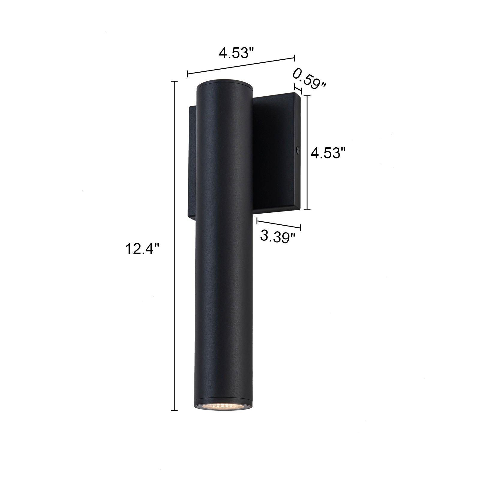 Glowlings 1-Light Modern 12"High IP54 Matte Black Cylinder Outdoor LED Wall Sconce