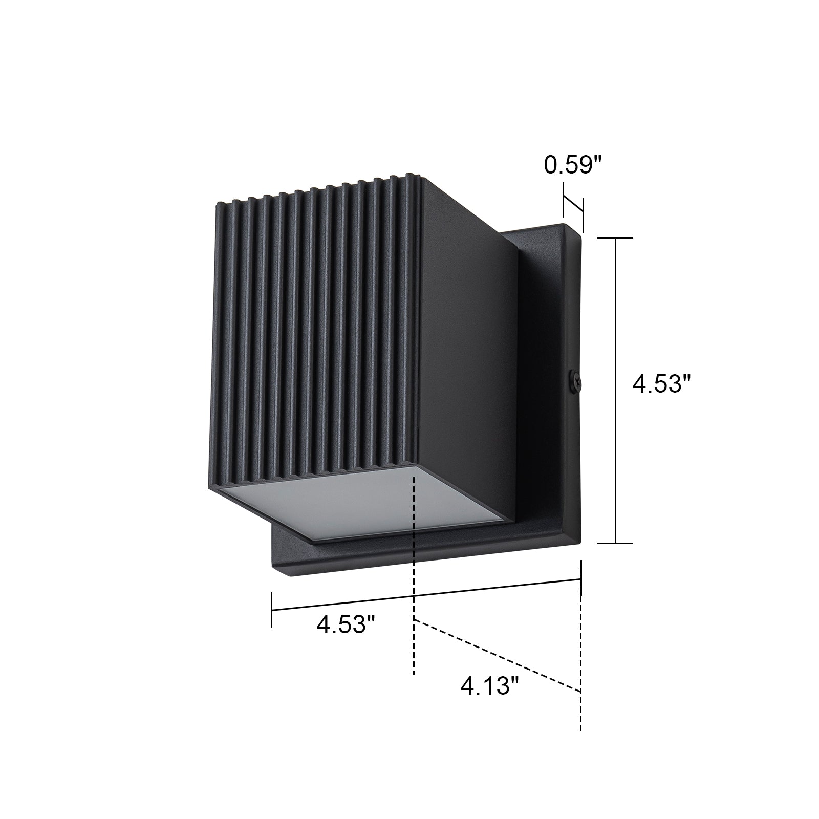 Glowlings 1-Light Modern IP54 Matte Black Small Ribbed Square Outdoor LED Wall Sconce
