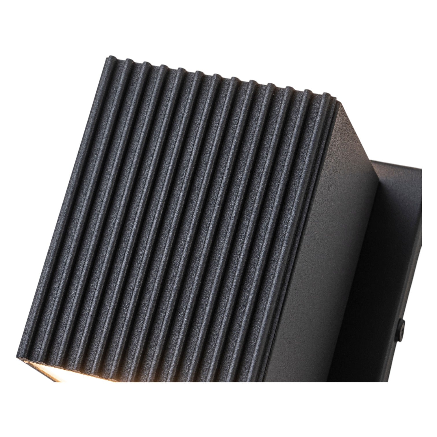 Glowlings 1-Light Modern IP54 Matte Black Small Ribbed Square Outdoor LED Wall Sconce