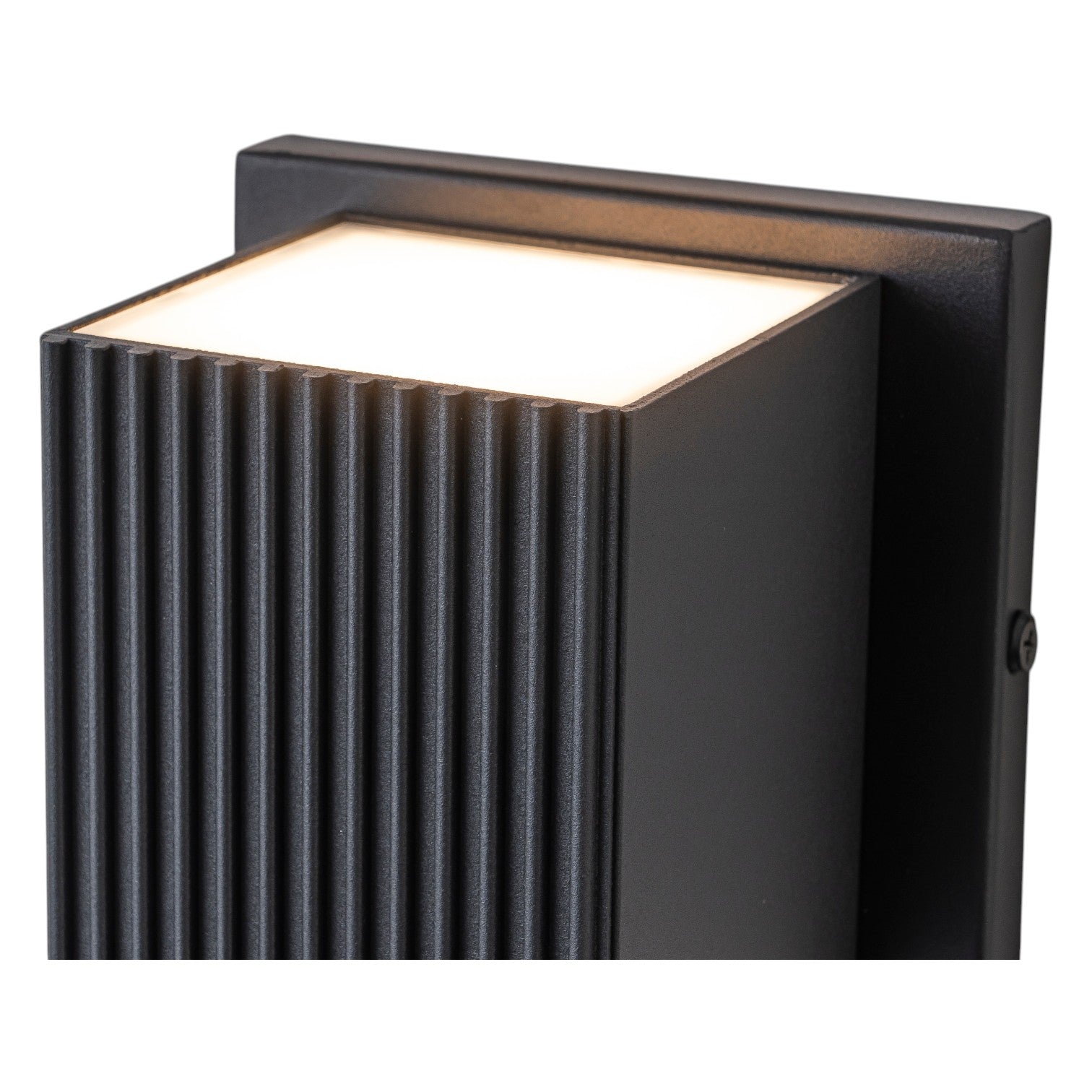 Glowlings 1-Light Modern IP54 Matte Black Small Ribbed Square Outdoor LED Wall Sconce