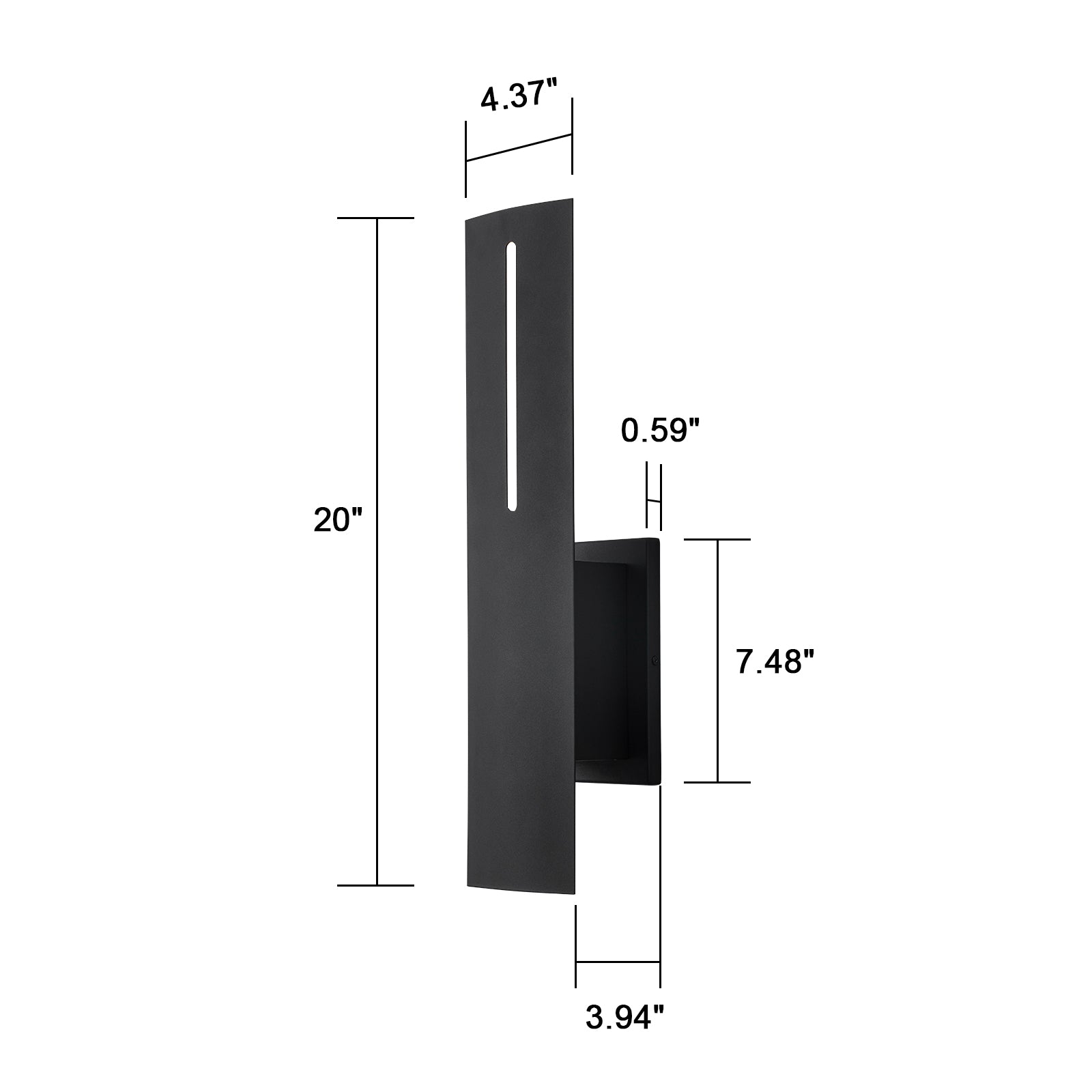 Glowlings 1-Light Modern 20"High IP54 Textured Black Up & Down LED Outdoor Wall Sconce