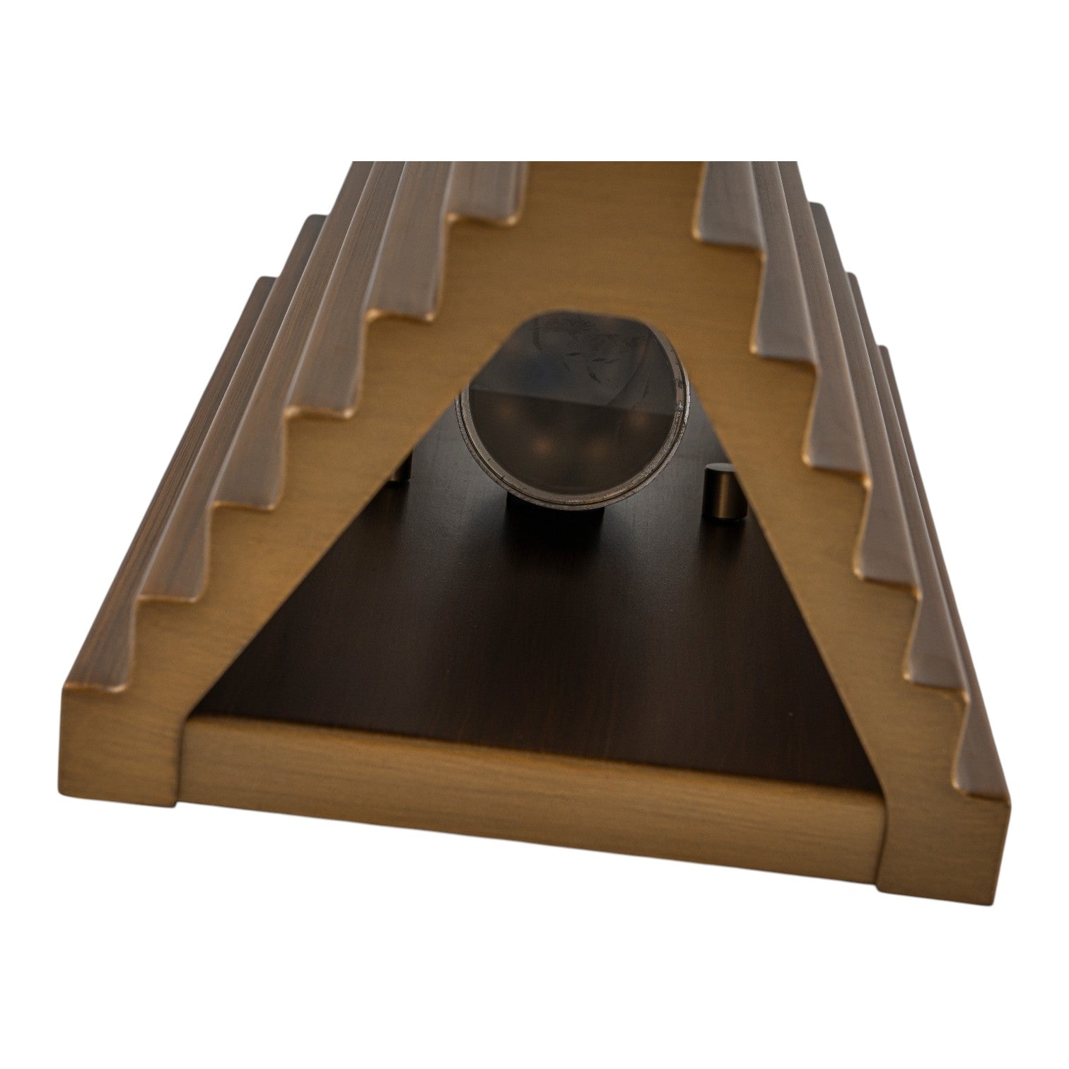 Glowlings 1-Light Modern 10"High IP65 Hand-Brushed Antique Gold Ribbed Fluted Triangle LED Outdoor Wall Sconce