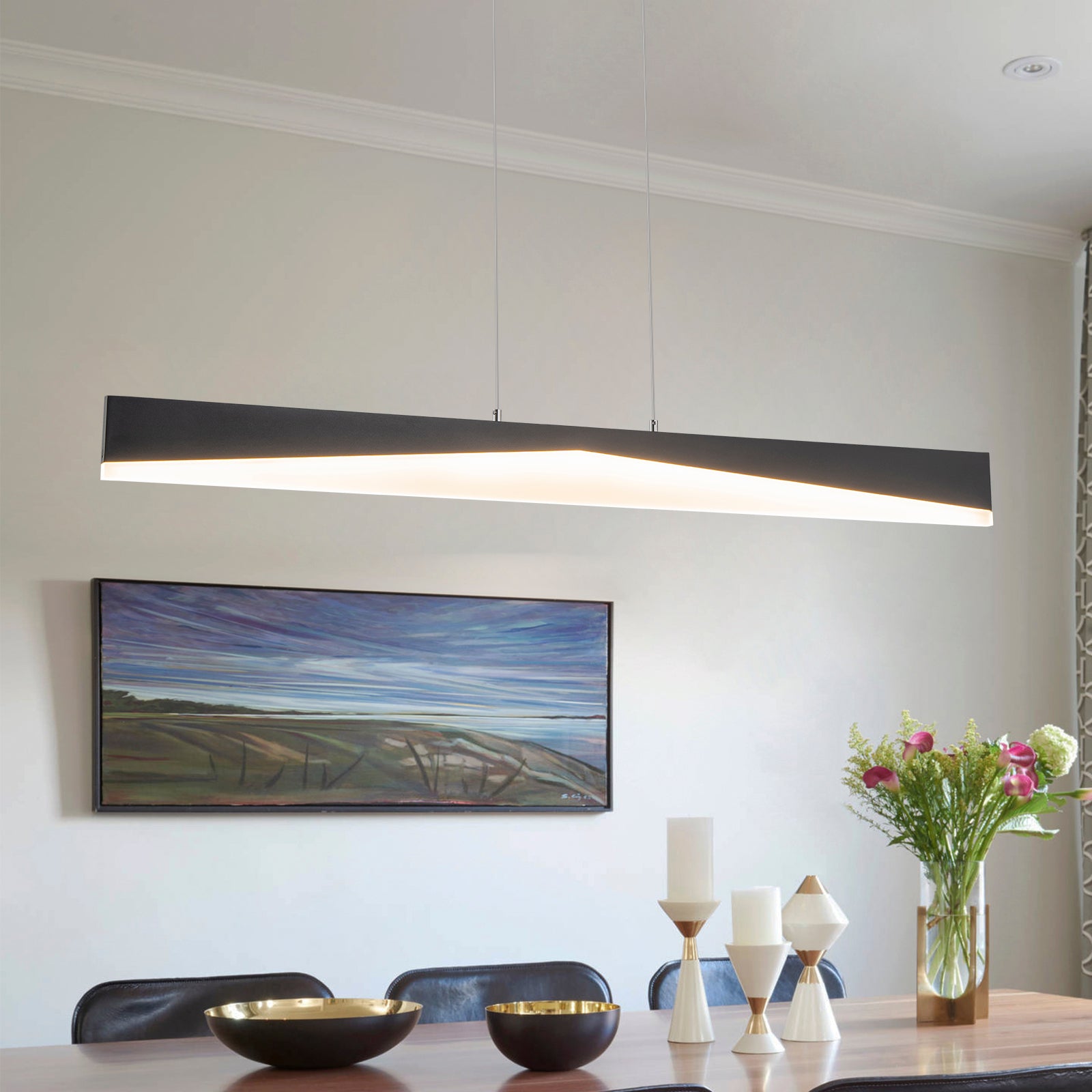 Glowlings 1-Light Modern 40"Wide LED Linear Pendant Light Island Light