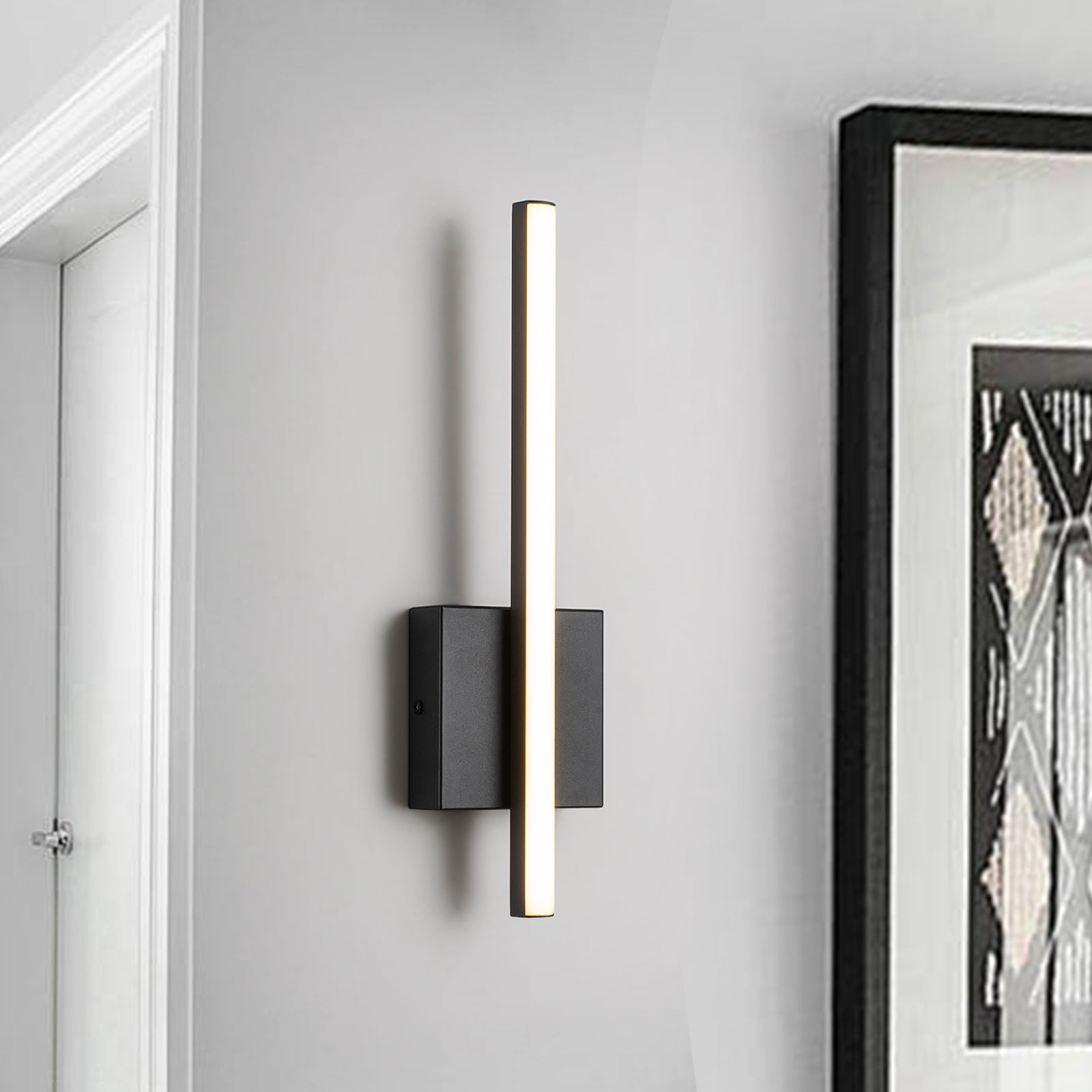 Glowlings Modern 1-Light Linear Dimmable 3000K Matte Black LED Wall Sconce