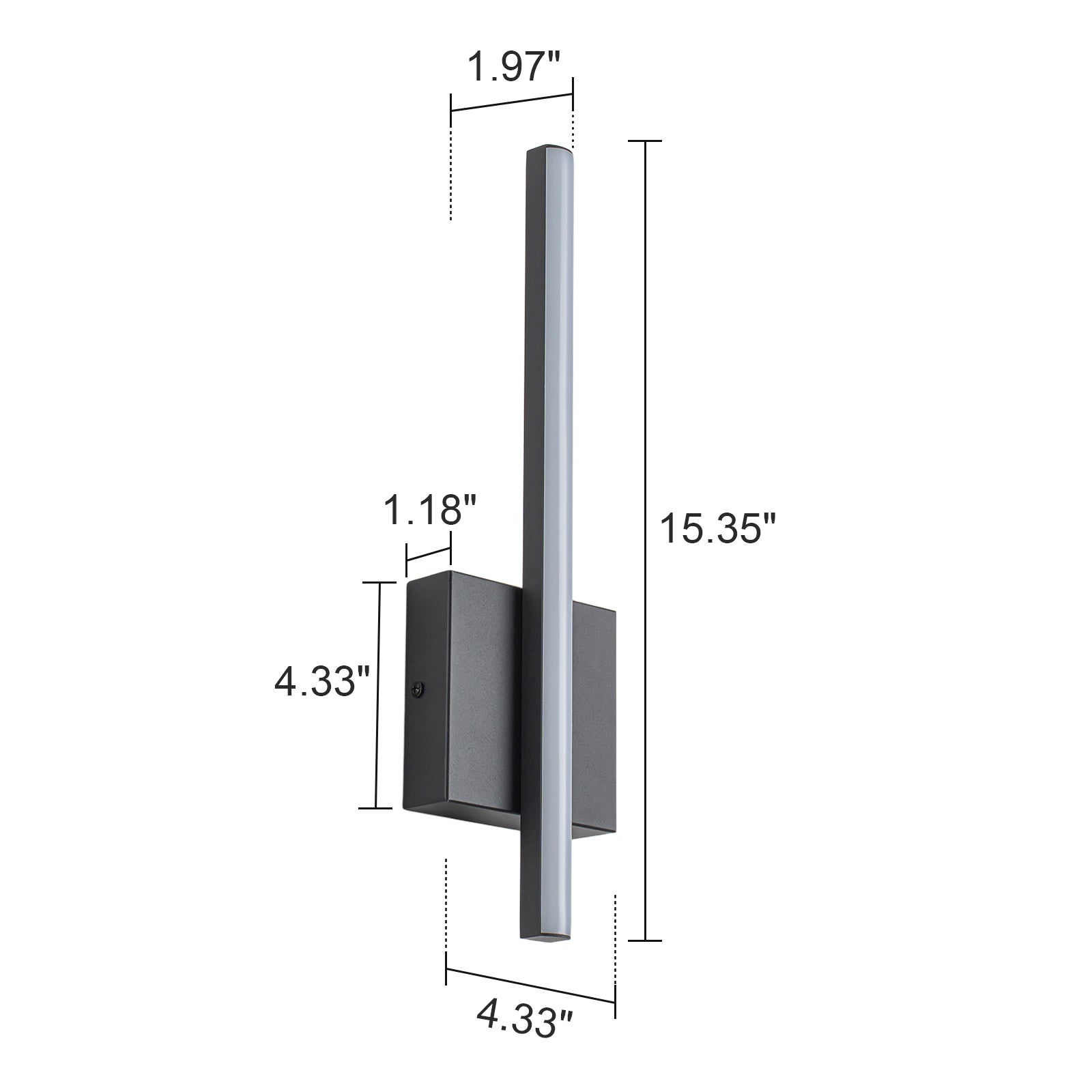 Glowlings Modern 1-Light Linear Dimmable 3000K Matte Black LED Wall Sconce