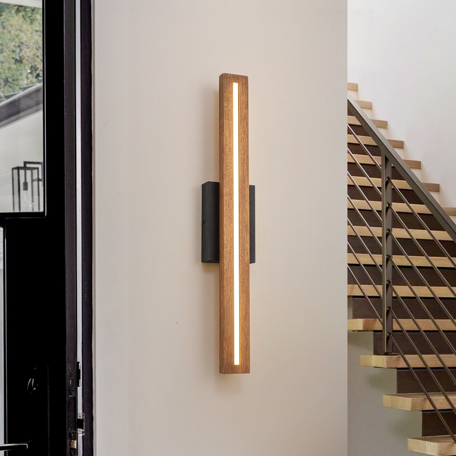 Glowlings 1/2-Light Modern Linear Wooden Indoor LED Wall Sconce