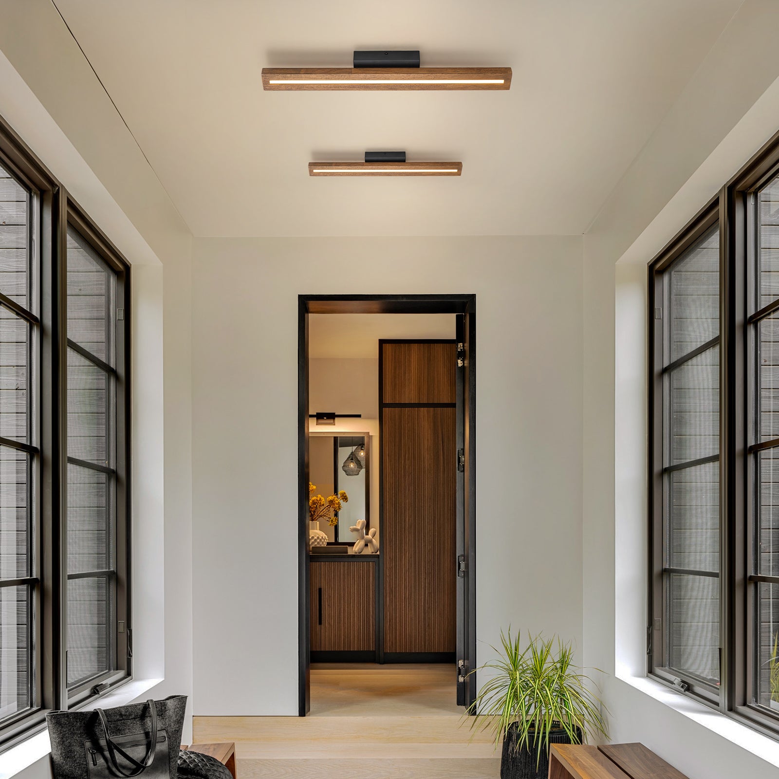Glowlings 1/2-Light Modern Linear Wooden Indoor LED Wall Sconce