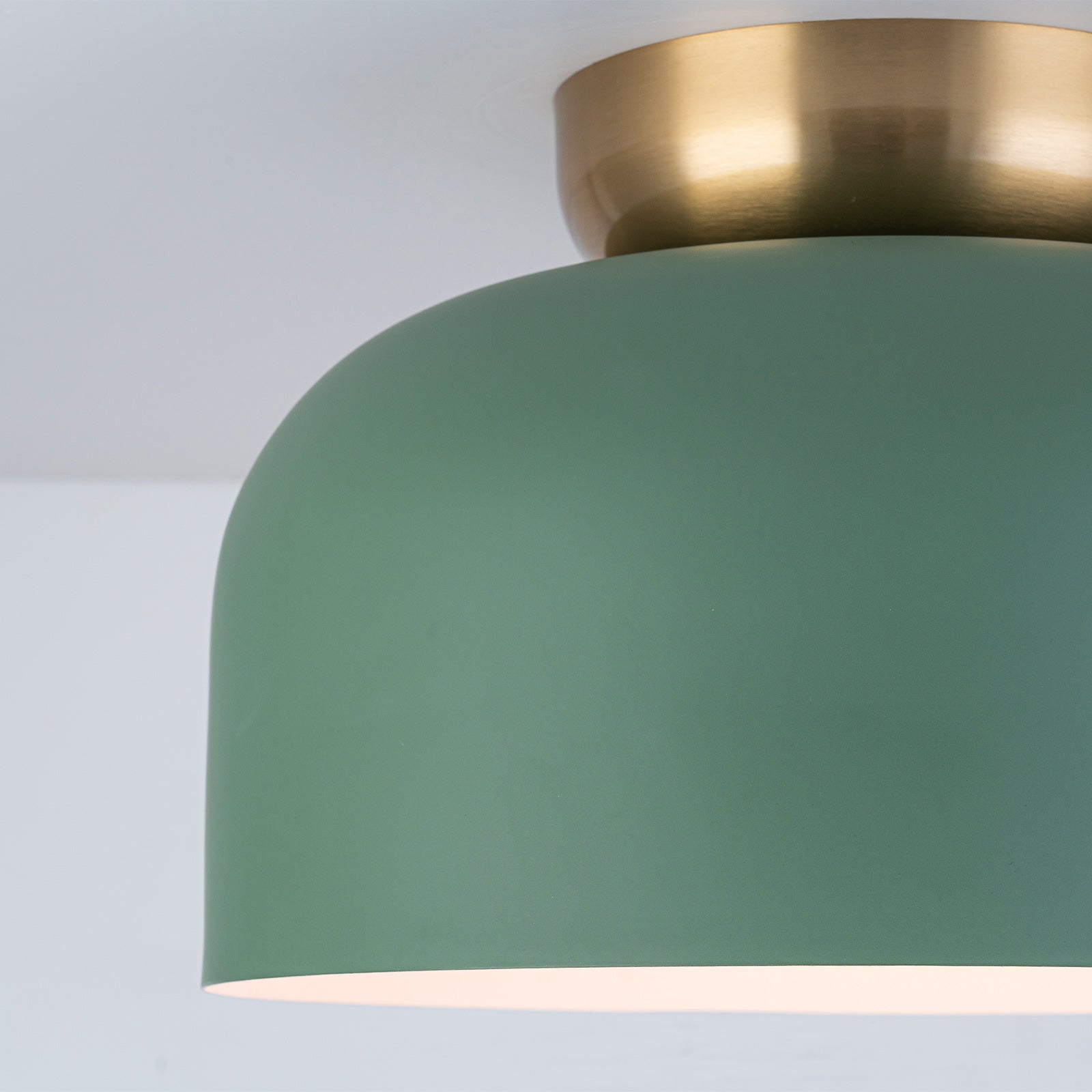 Glowlings 1-Light Modern Macaroon Green Dome Flush Mount Ceiling Light