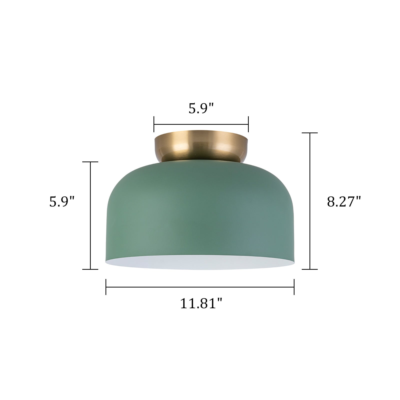 Glowlings 1-Light Modern Macaroon Green Dome Flush Mount Ceiling Light