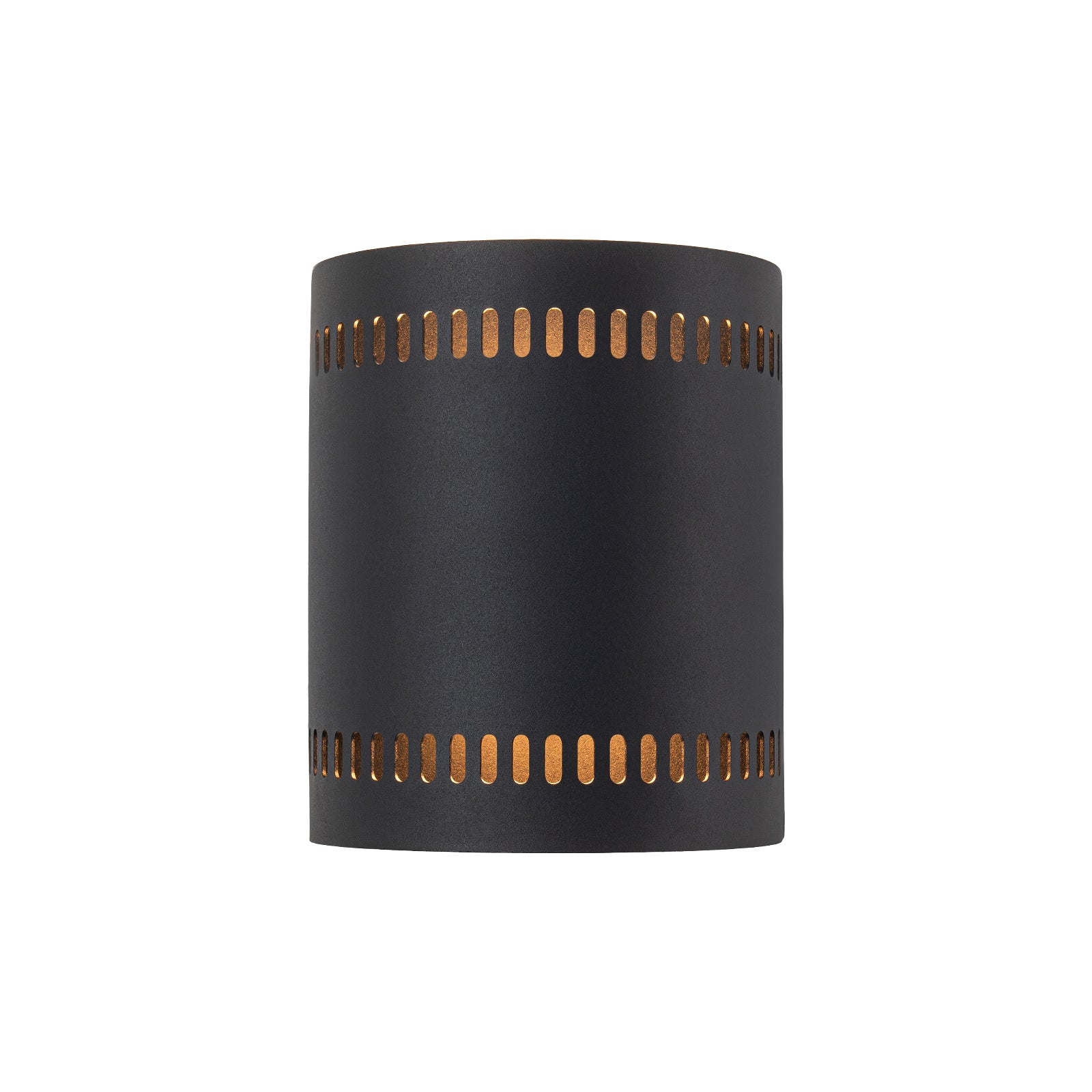 Glowlings 1-Light Modern 7"High IP56 Matte Black Cylinder Punched Hole Outdoor LED Wall Sconce