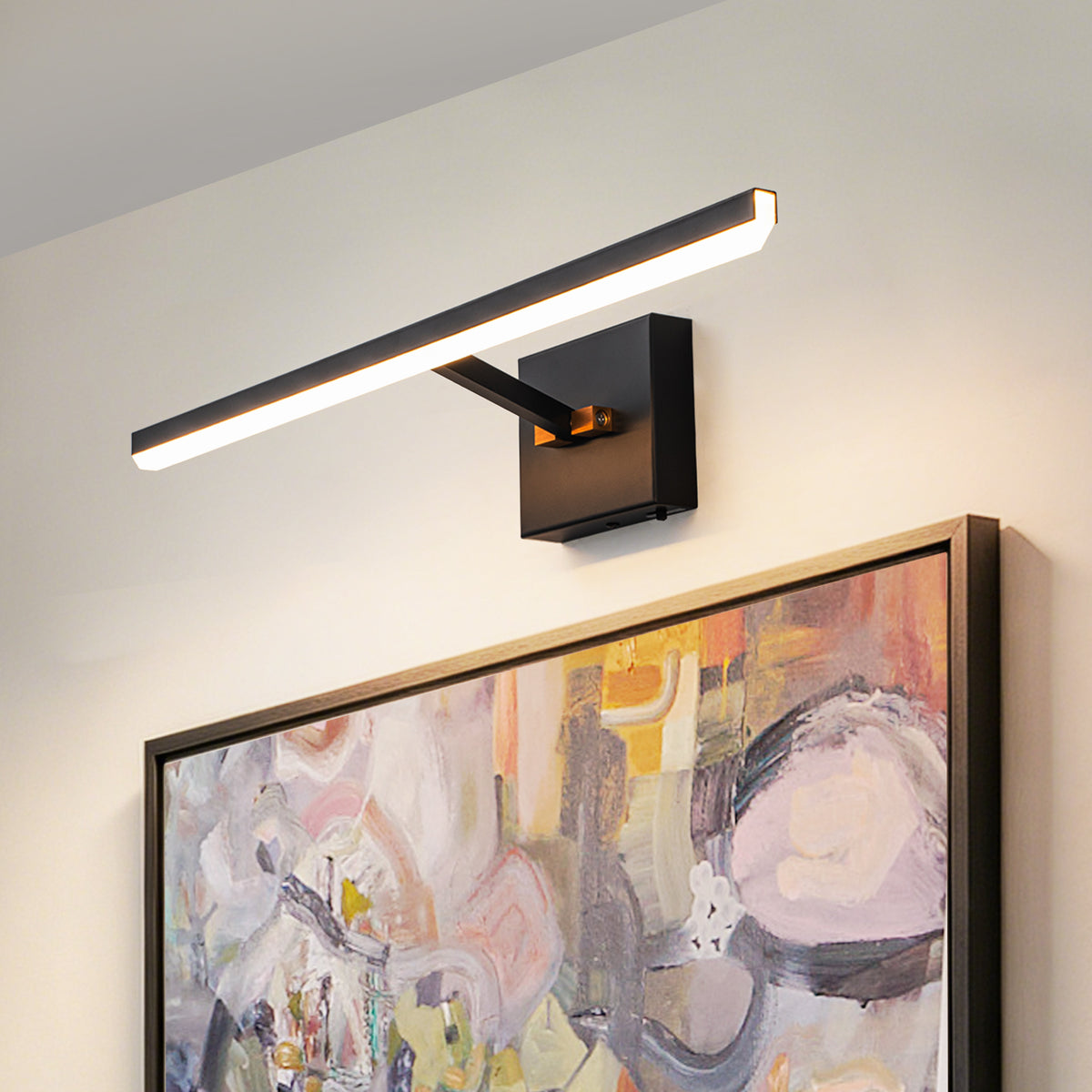 Glowlings 1-Light Modern Matte Black Linear LED Vanity Light - Brass Accent Bathroom Wall Sconce