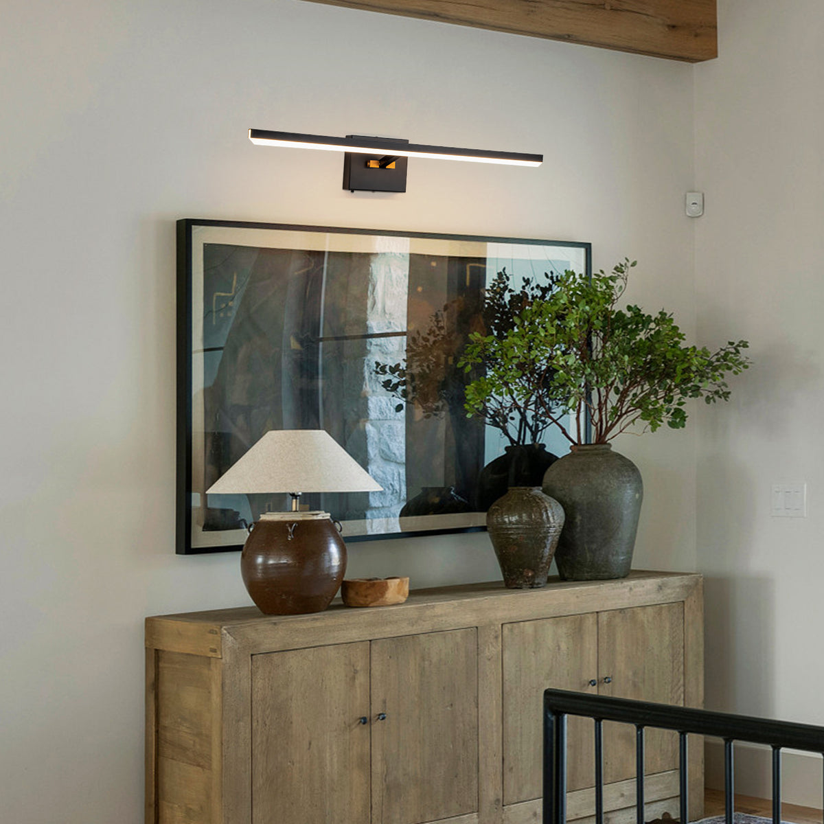 Glowlings 1-Light Modern Matte Black Linear LED Vanity Light - Brass Accent Bathroom Wall Sconce