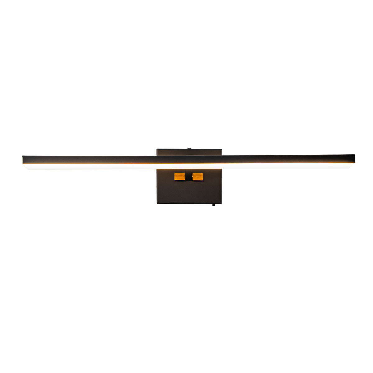Glowlings 1-Light Modern Matte Black Linear LED Vanity Light - Brass Accent Bathroom Wall Sconce