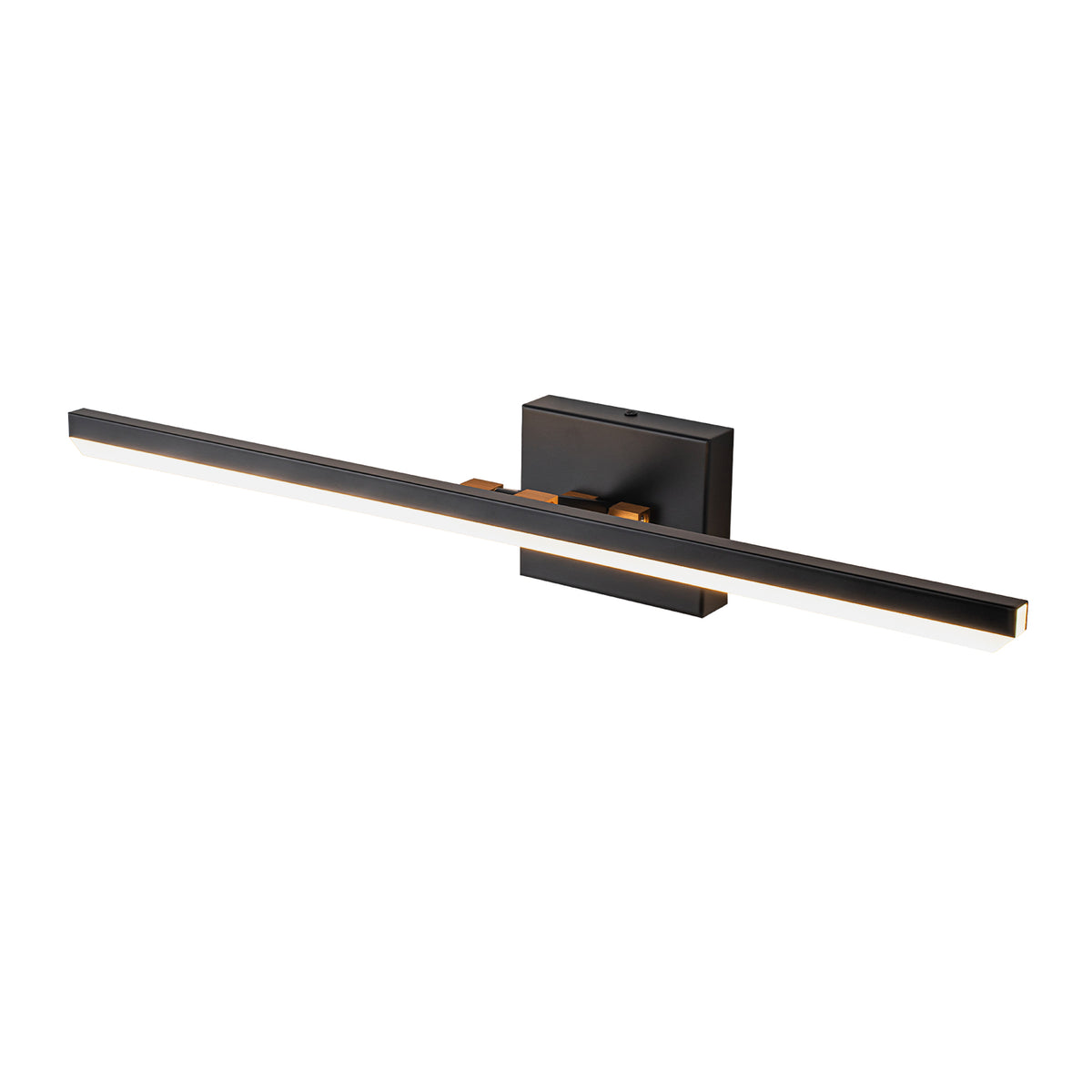 Glowlings 1-Light Modern Matte Black Linear LED Vanity Light - Brass Accent Bathroom Wall Sconce