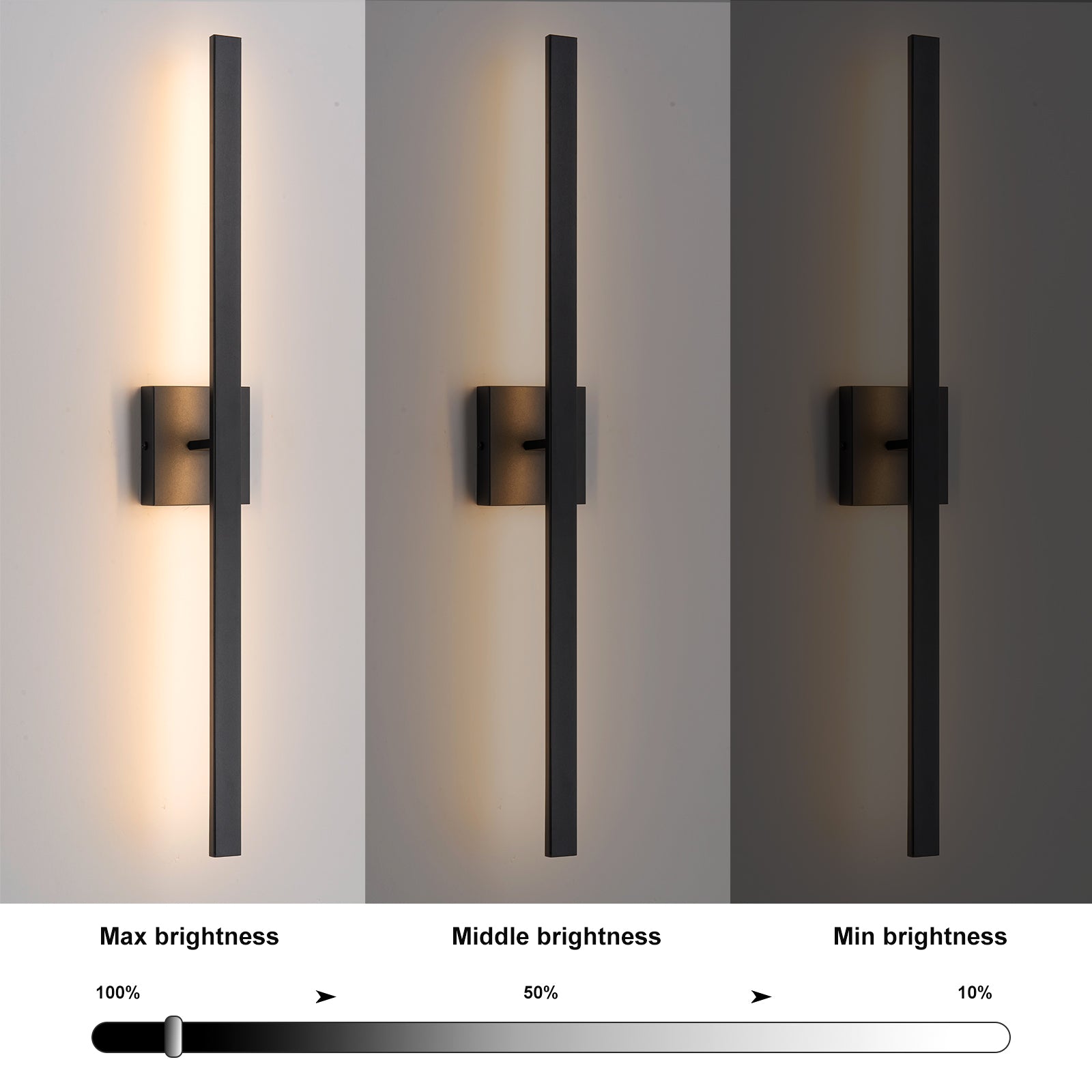Glowlings 1-Light Modern 32"High IP54 Matte Black LED Indoor/Outdoor Wall Sconce Picture Light