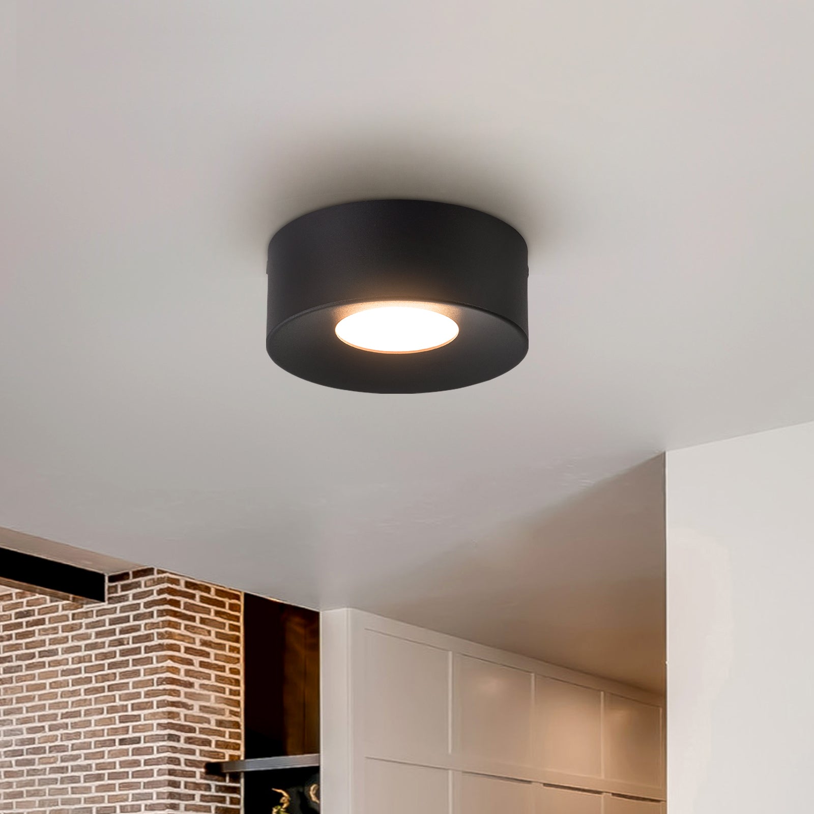 Glowlings 1-flammige, moderne, mattschwarze Mini-LED-Deckenleuchte
