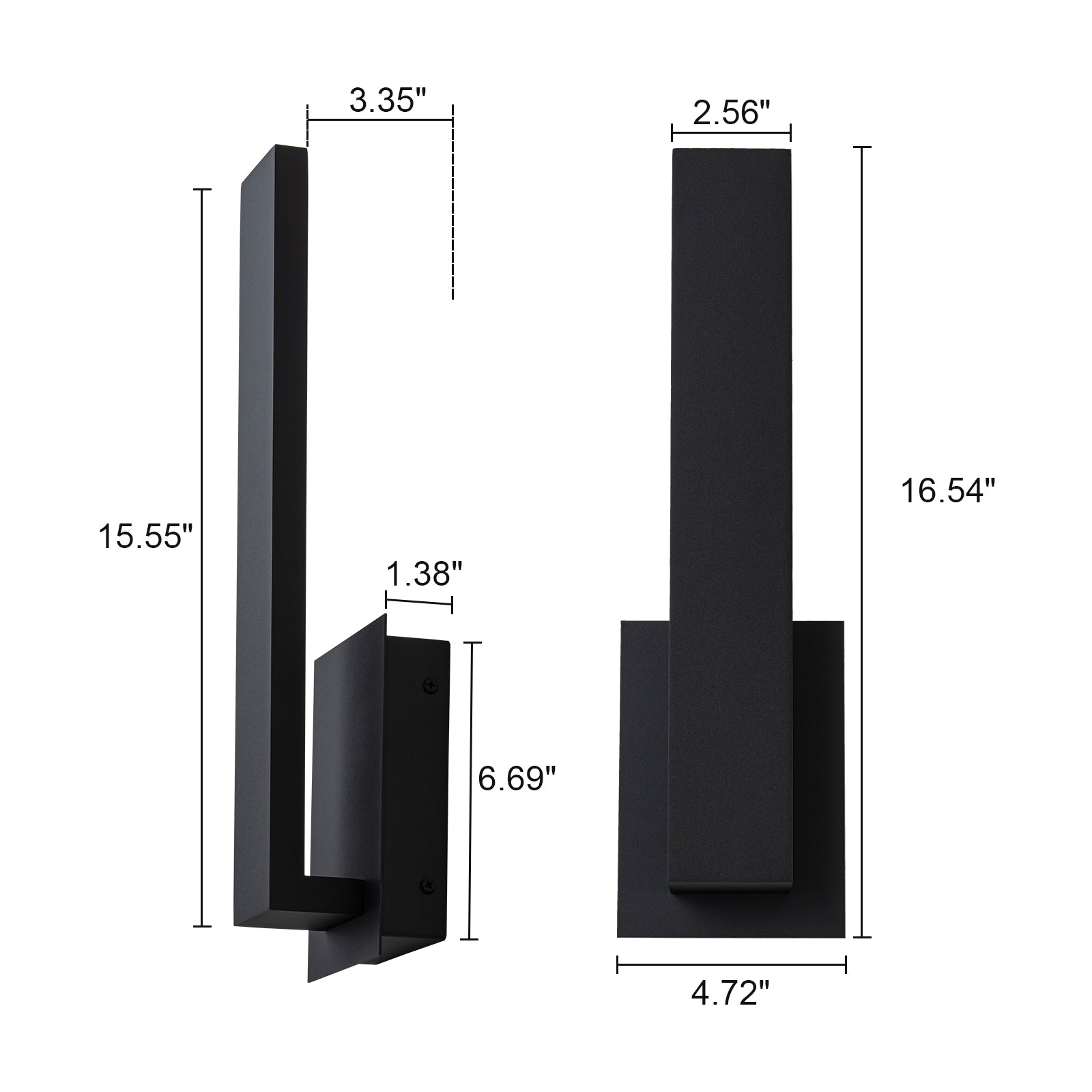 Glowlings 1-Light Modern Rectangular Matte Black LED Outdoor Wall Sconce