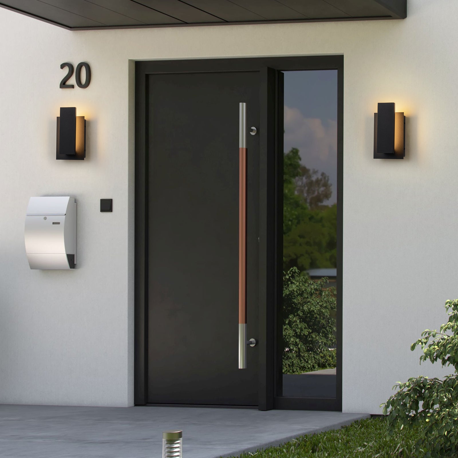 Glowlings 1-Light Modern Rectangular Matte Black LED Outdoor Wall Sconce