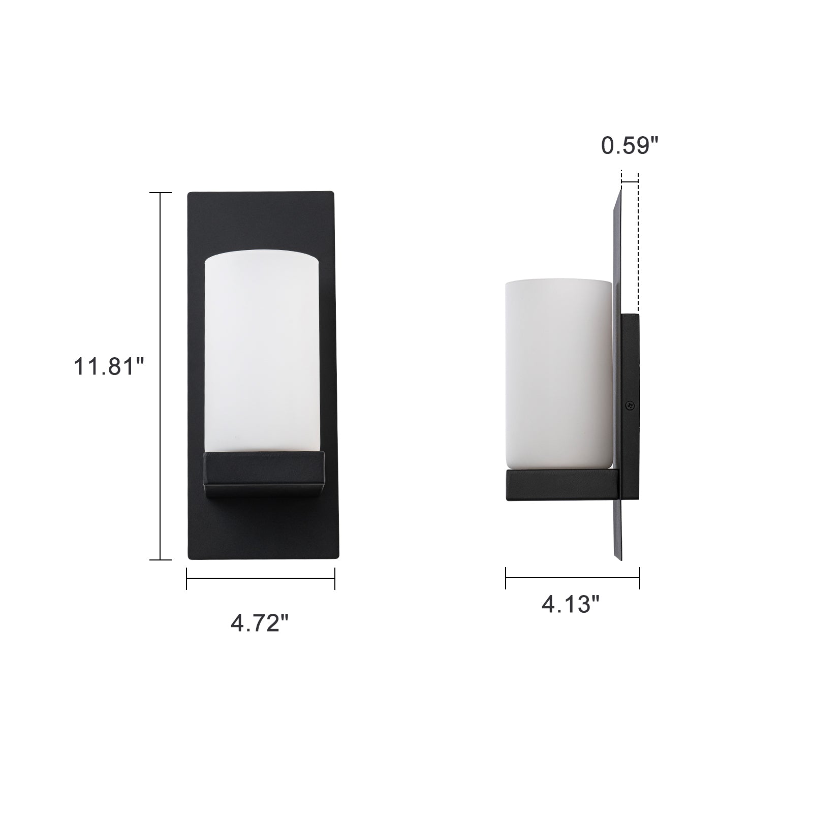 Glowlings 1-Light Modern Matte Black Wall Sconce with Cylinder Frosted Glass Shade