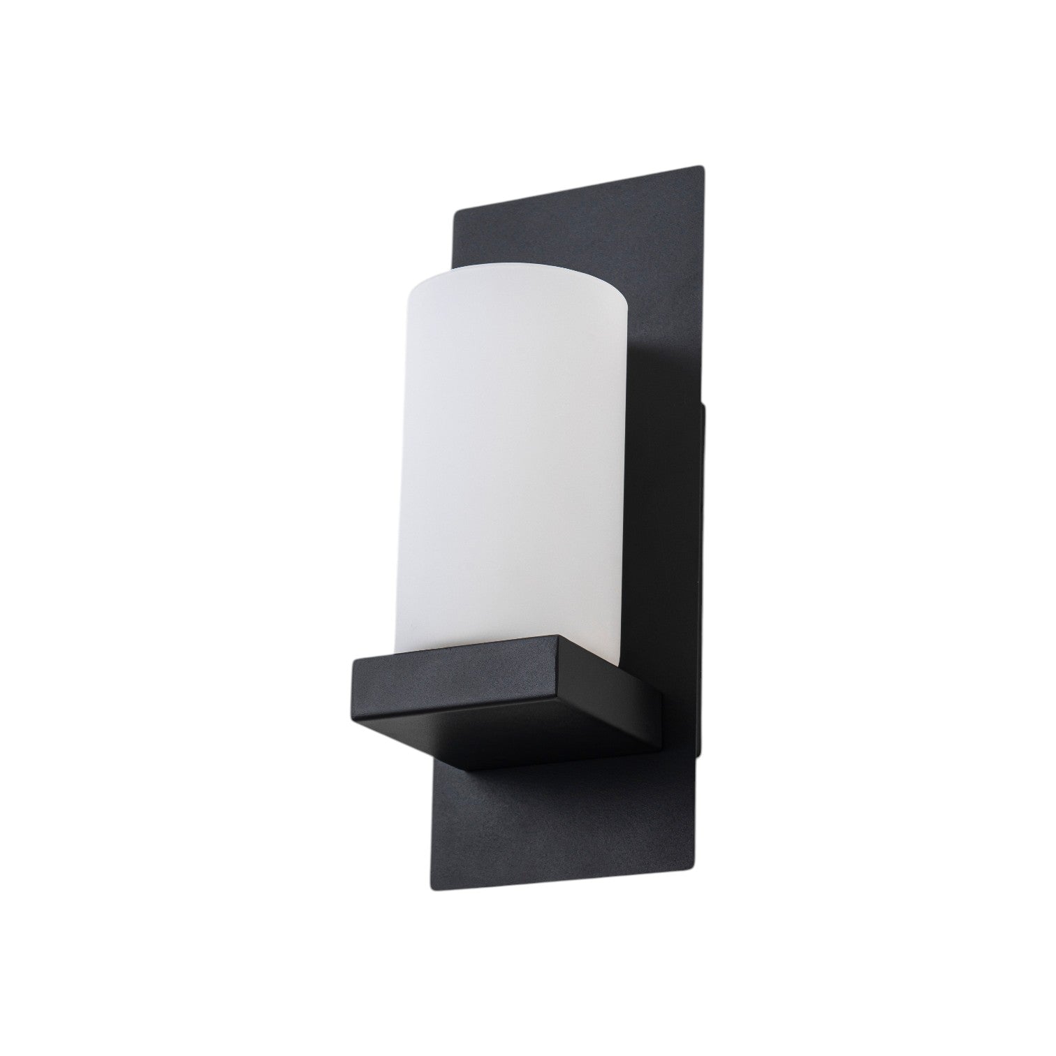 Glowlings 1-Light Modern Matte Black Wall Sconce with Cylinder Frosted Glass Shade