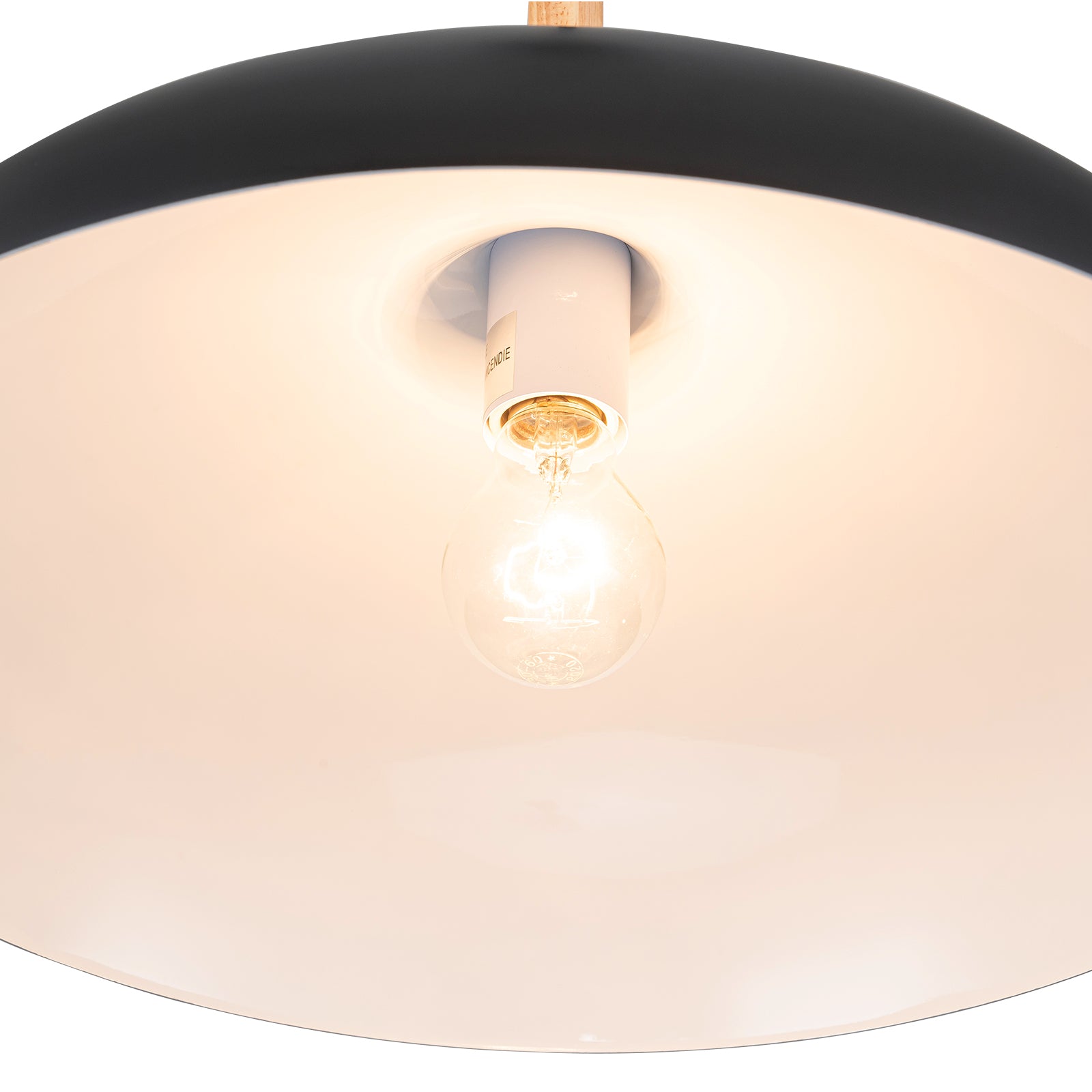 Glowlings 1-Light Modern 18"Wide Matte Black Wood Dome Pendant Light Island Light