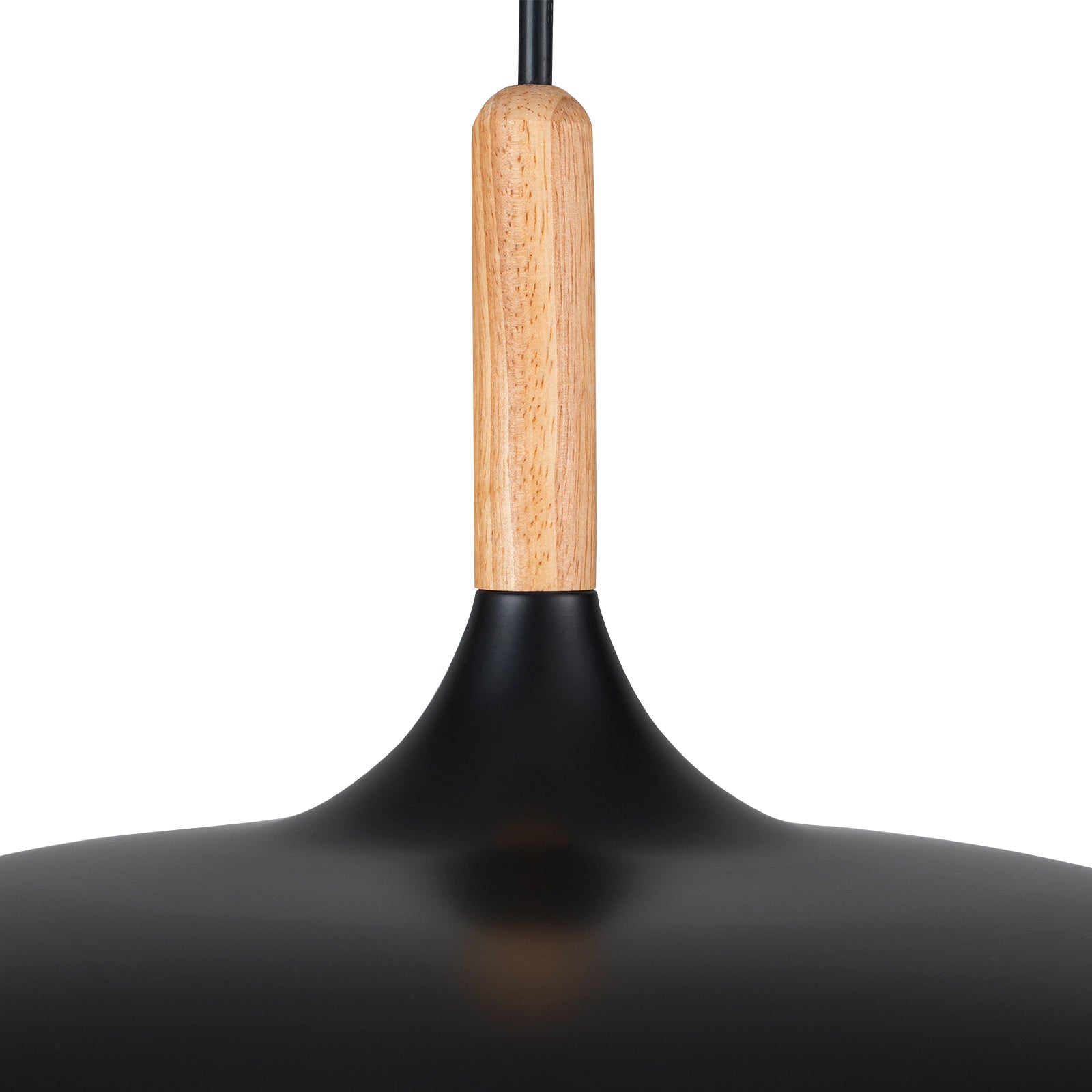 Glowlings 1-Light Modern 18"Wide Matte Black Wood Dome Pendant Light Island Light