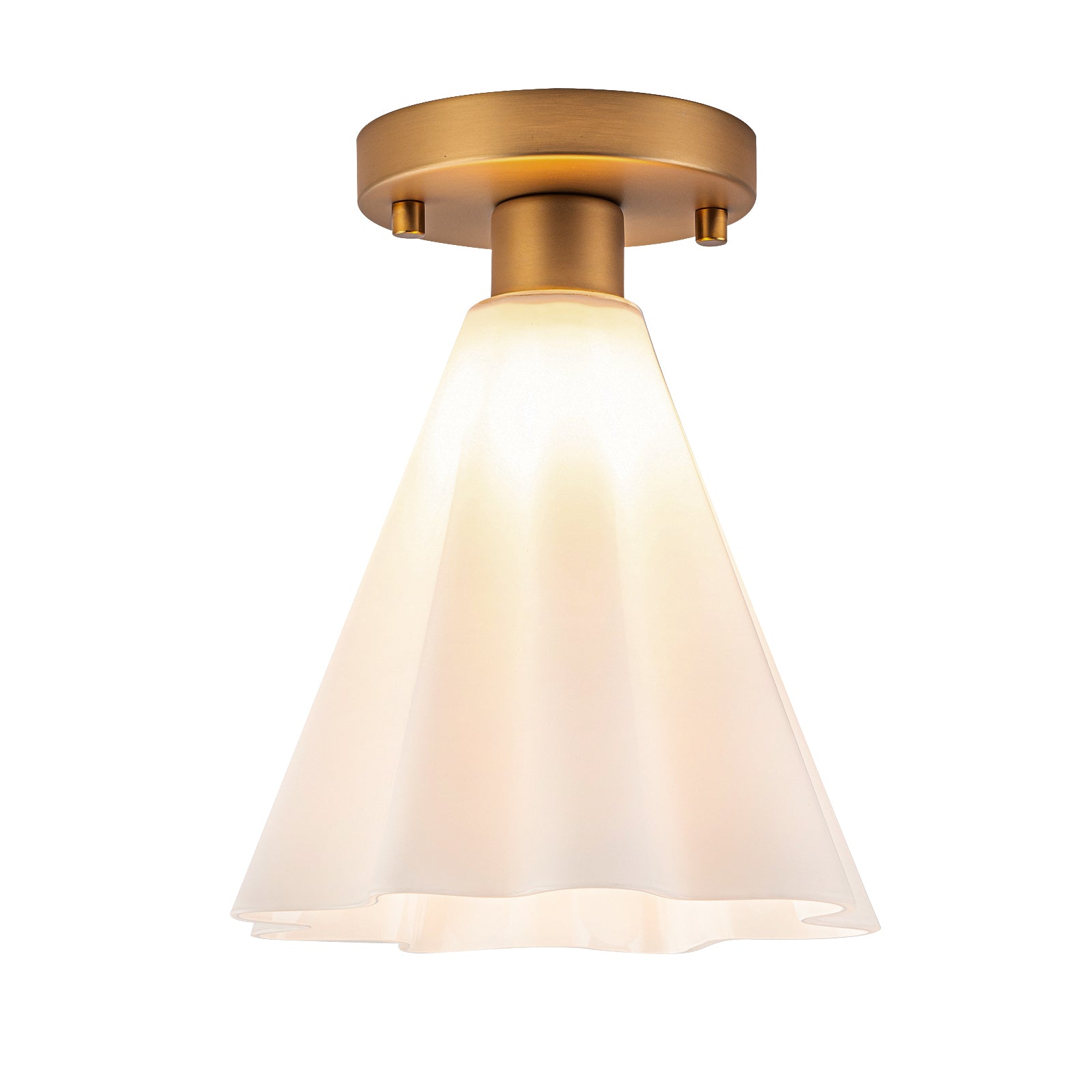 Glowlings 1-Light Modern Opal Glass Cone Flower Flush Mount Ceiling Light