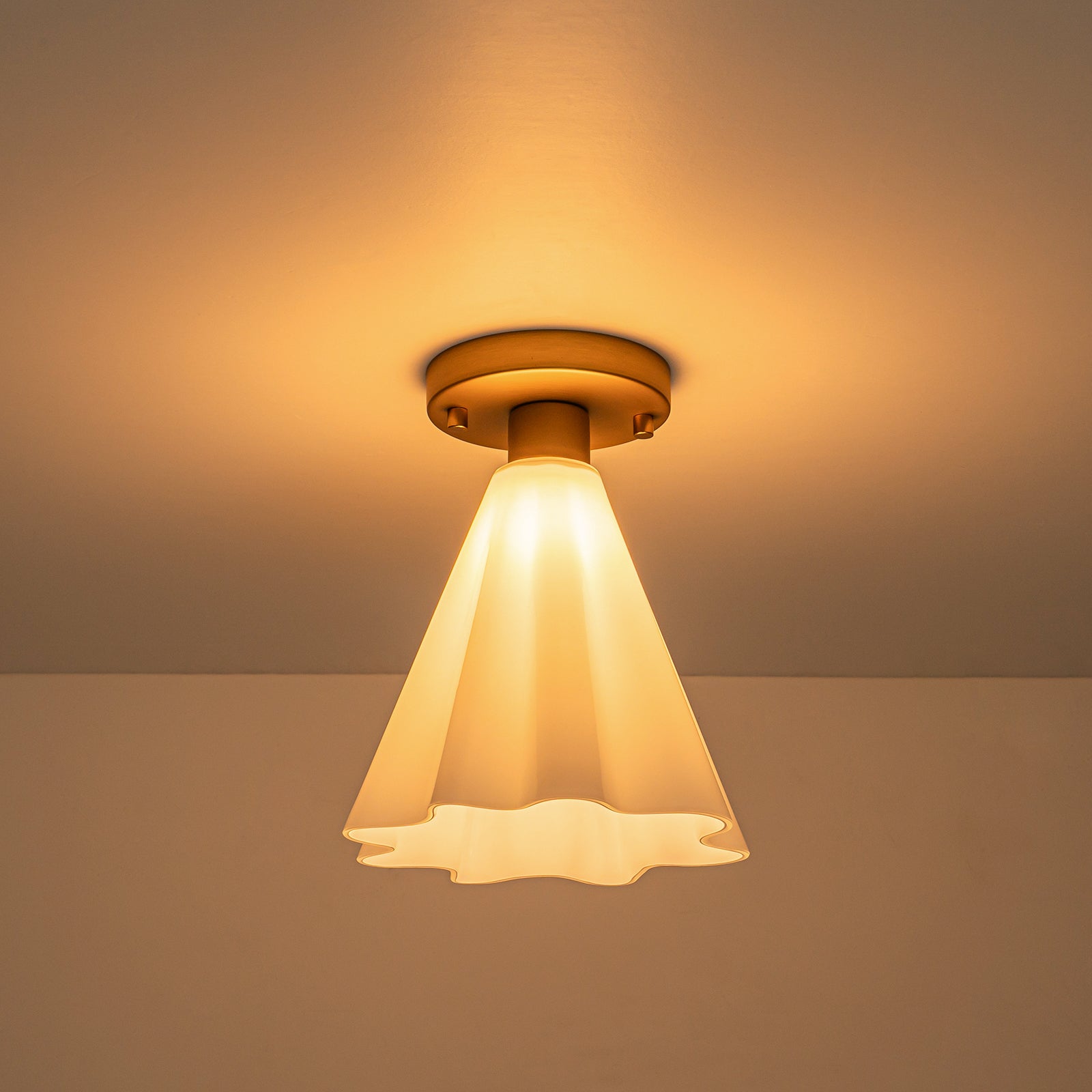 Glowlings 1-Light Modern Opal Glass Cone Flower Flush Mount Ceiling Light