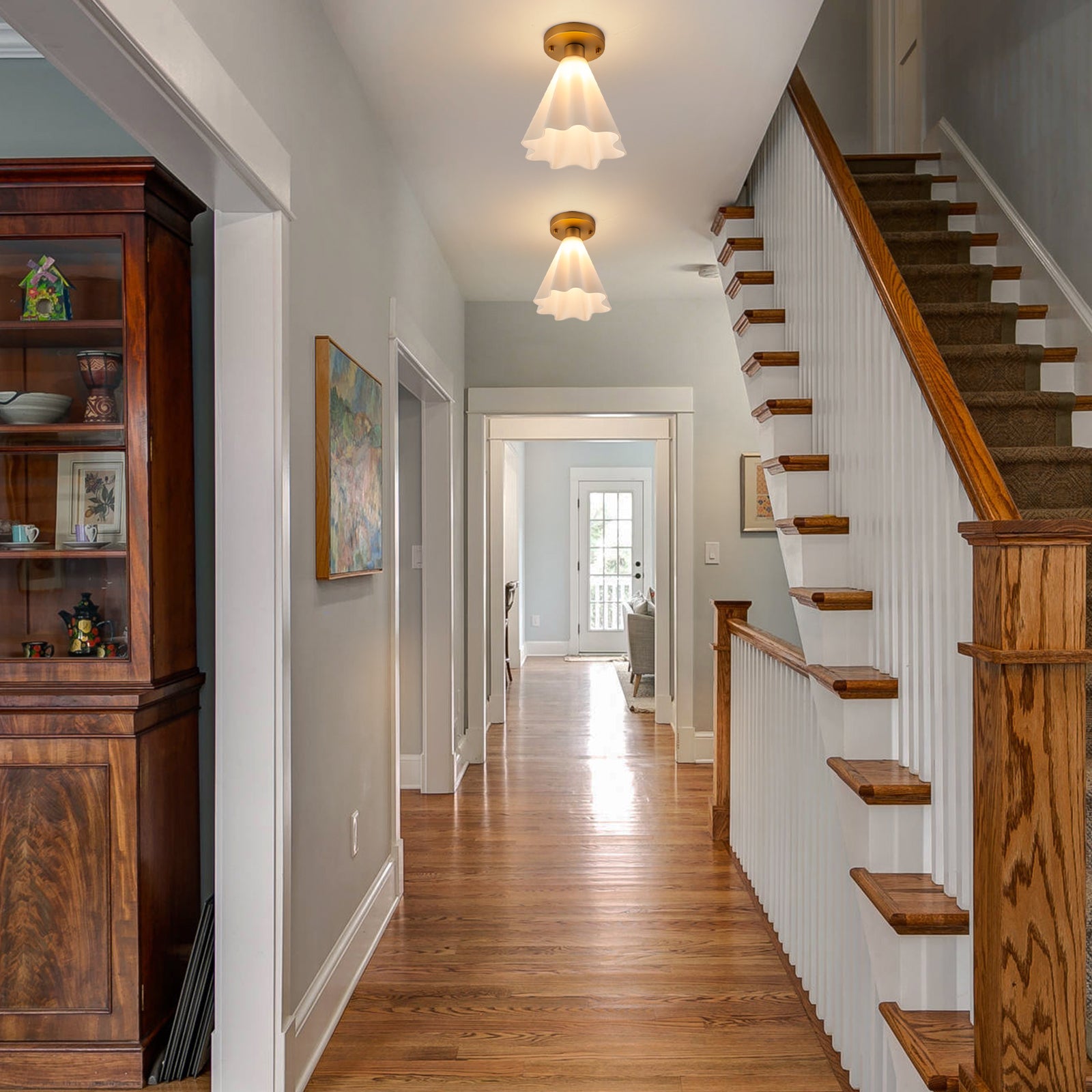 Glowlings 1-Light Modern Opal Glass Cone Flower Flush Mount Ceiling Light