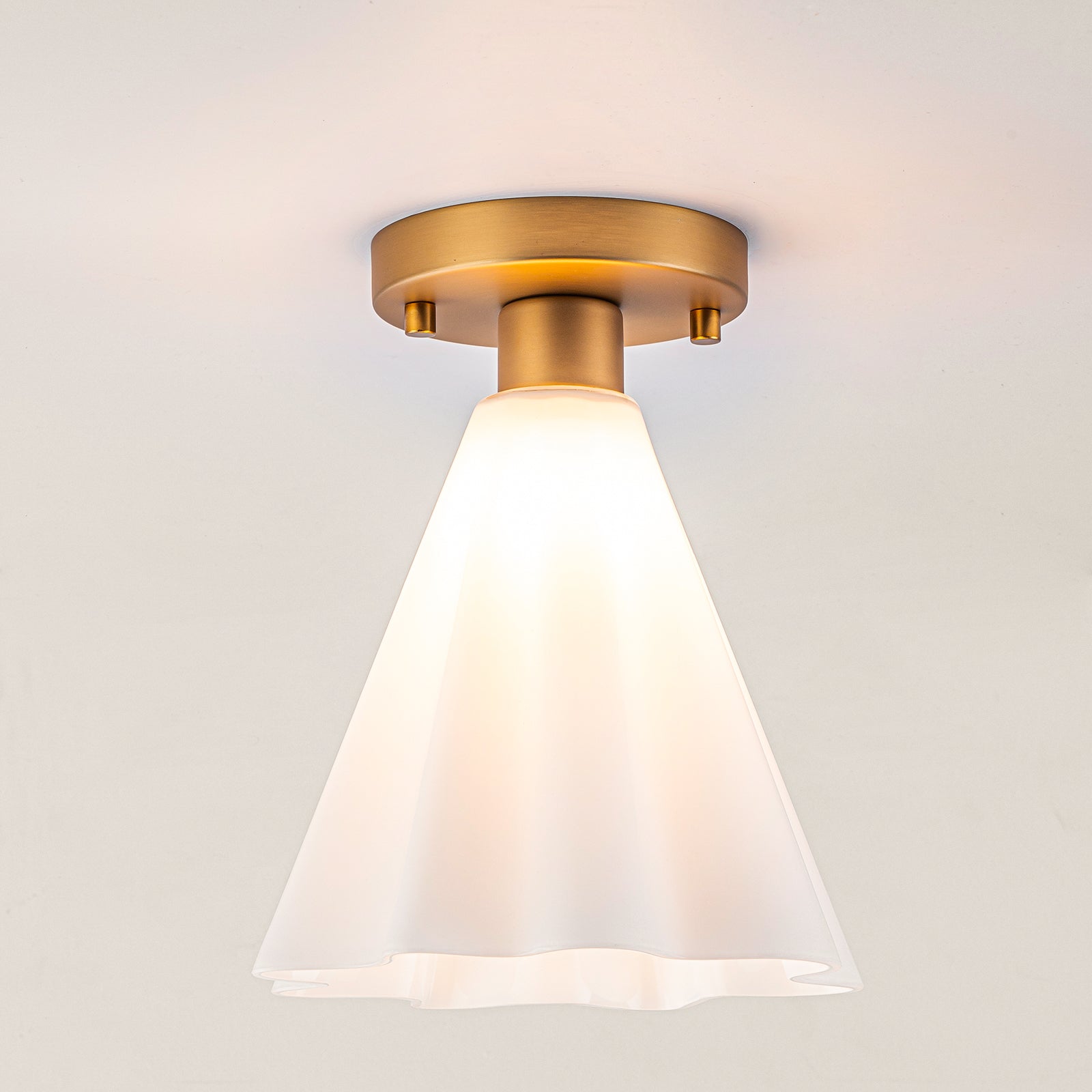 Glowlings 1-Light Modern Opal Glass Cone Flower Flush Mount Ceiling Light