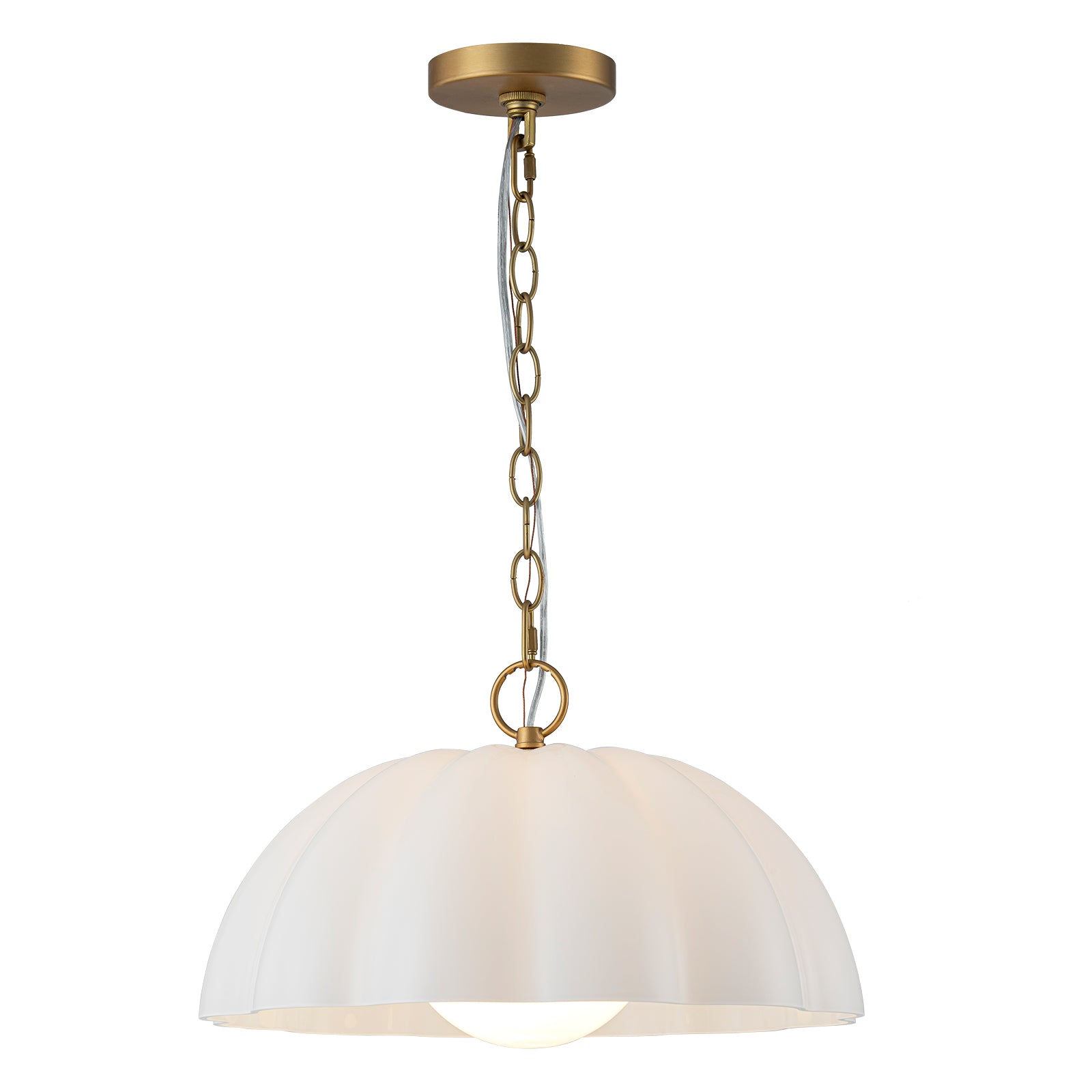 Glowlings 1-Light Modern 16"Wide Opal Glass Dome Pendant Light Island Light