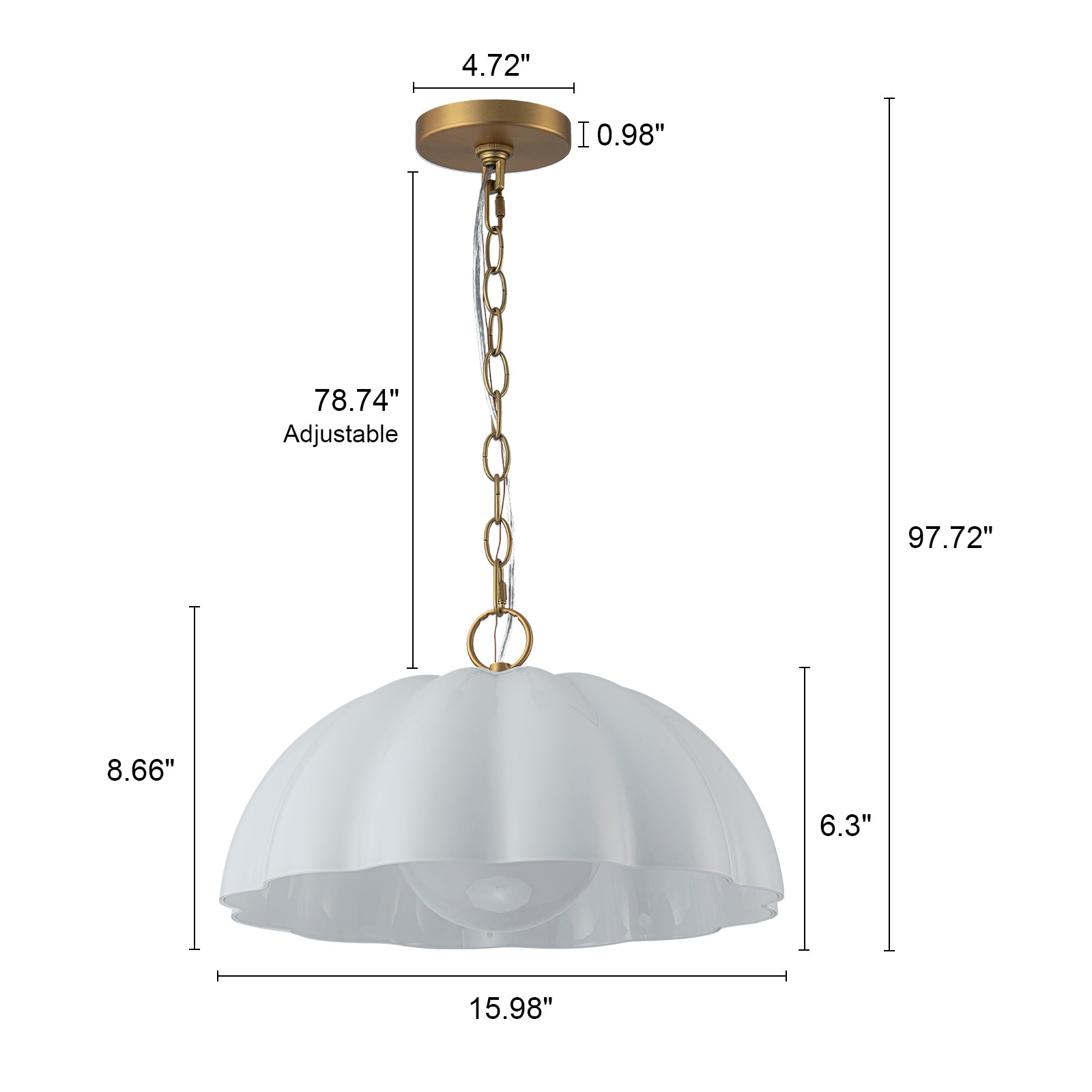 Glowlings 1-Light Modern 16"Wide Opal Glass Dome Pendant Light Island Light