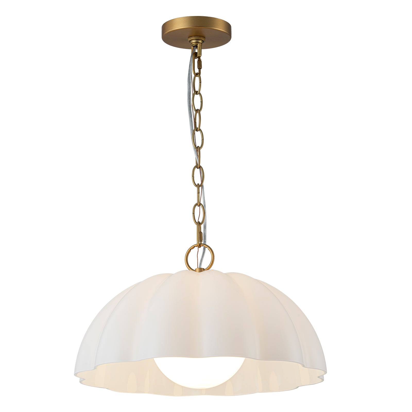 Glowlings 1-Light Modern 16"Wide Opal Glass Dome Pendant Light Island Light